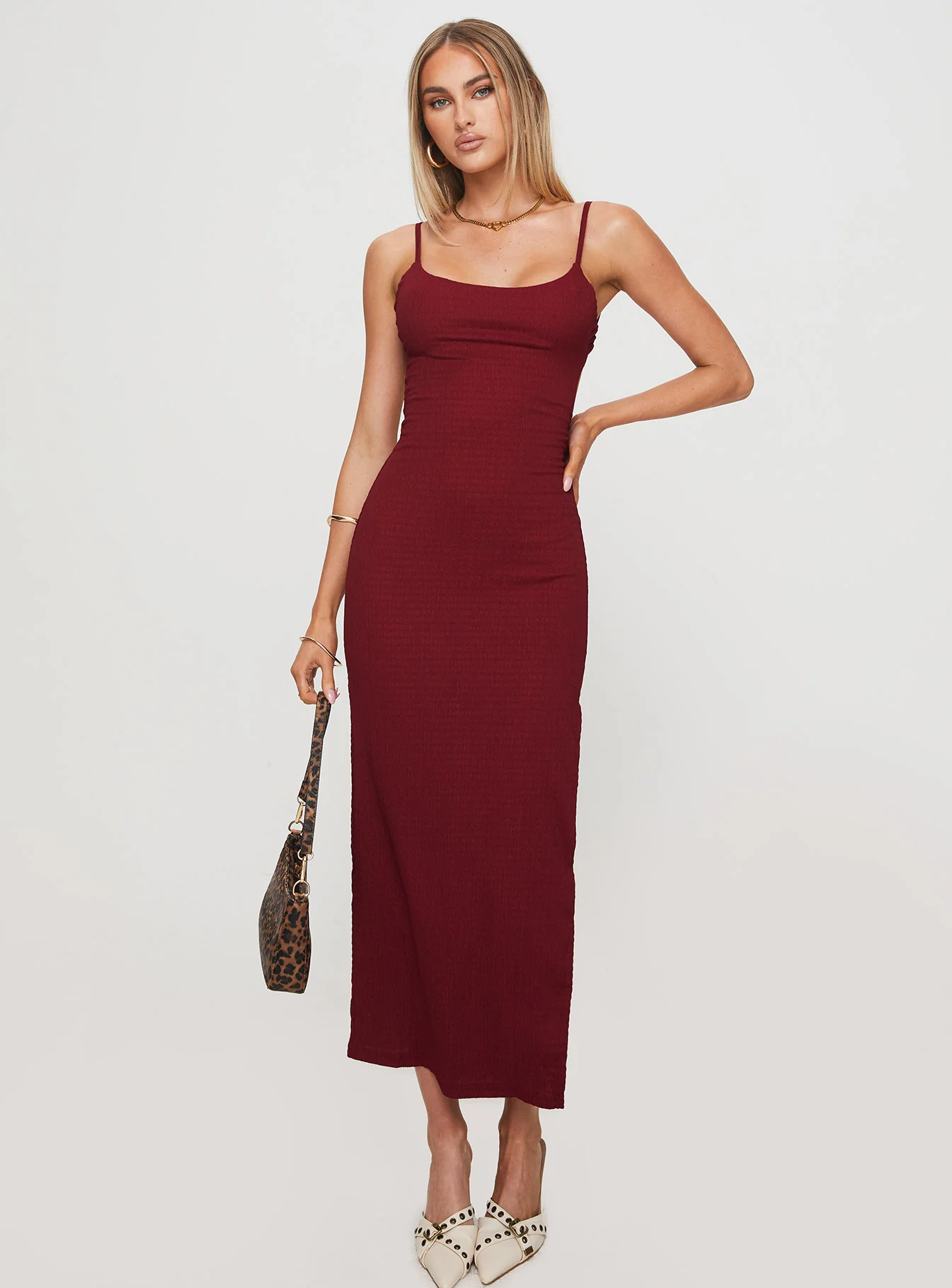 Elestria Maxi Dress Burgundy - Image 2
