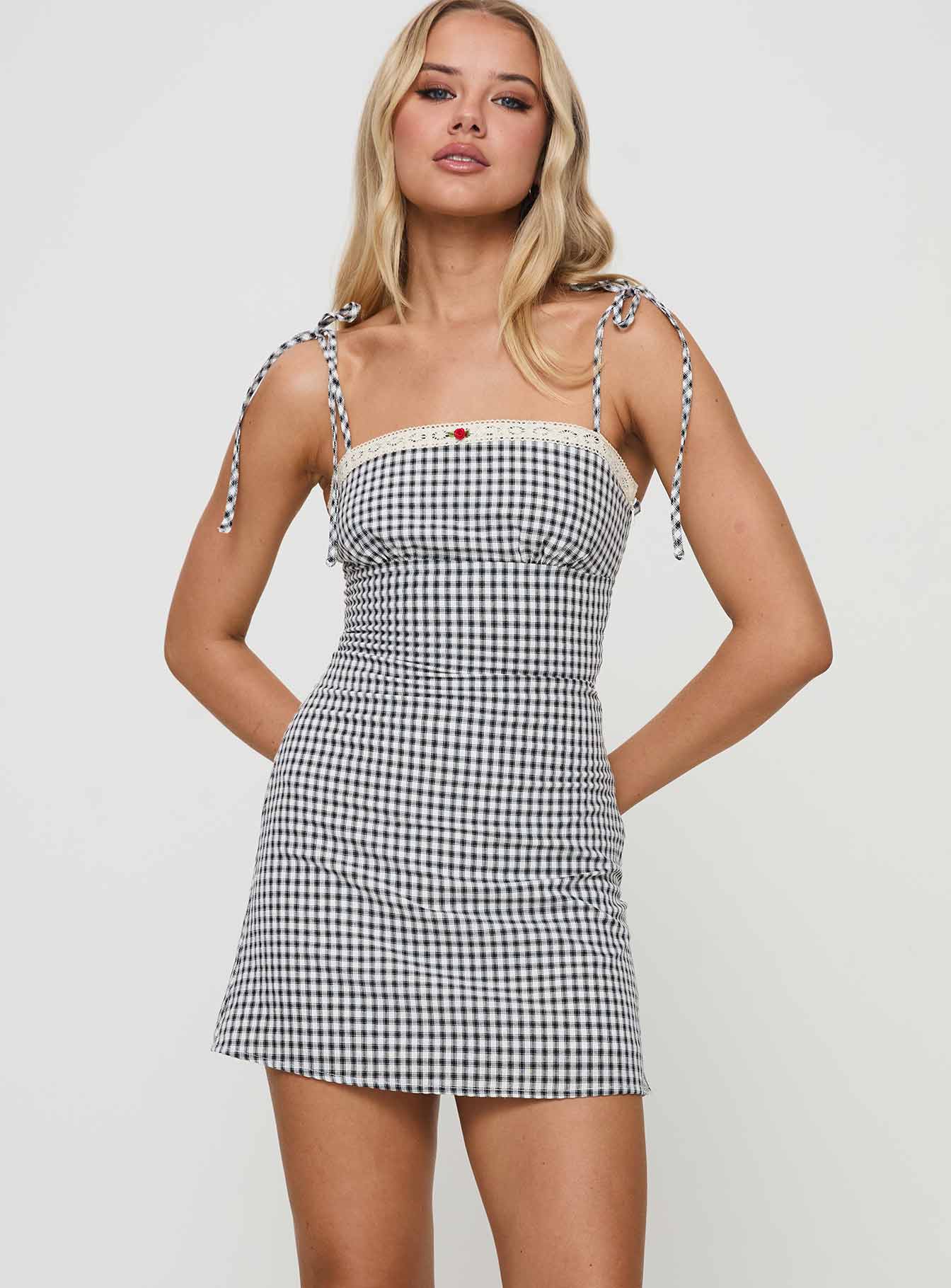 Burkes Mini Dress Black Check - Image 2