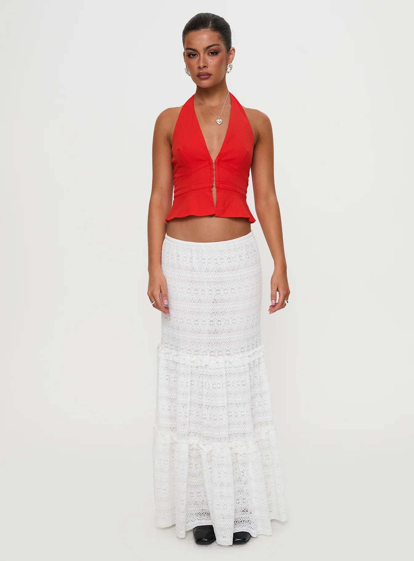 Buttacupe Lace Maxi Skirt White - Image 10