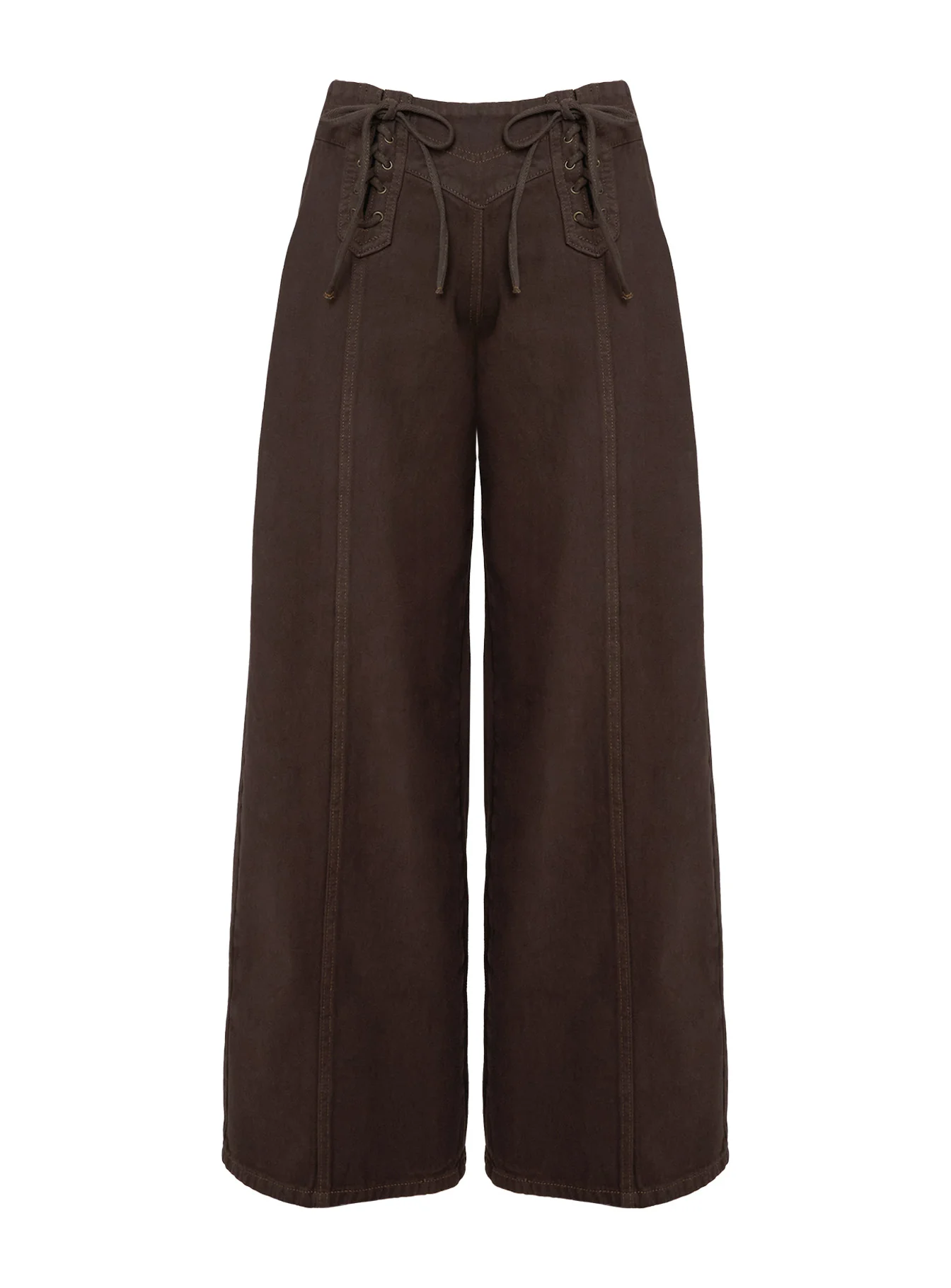 Bystander Lace Up Pants Brown - Image 5