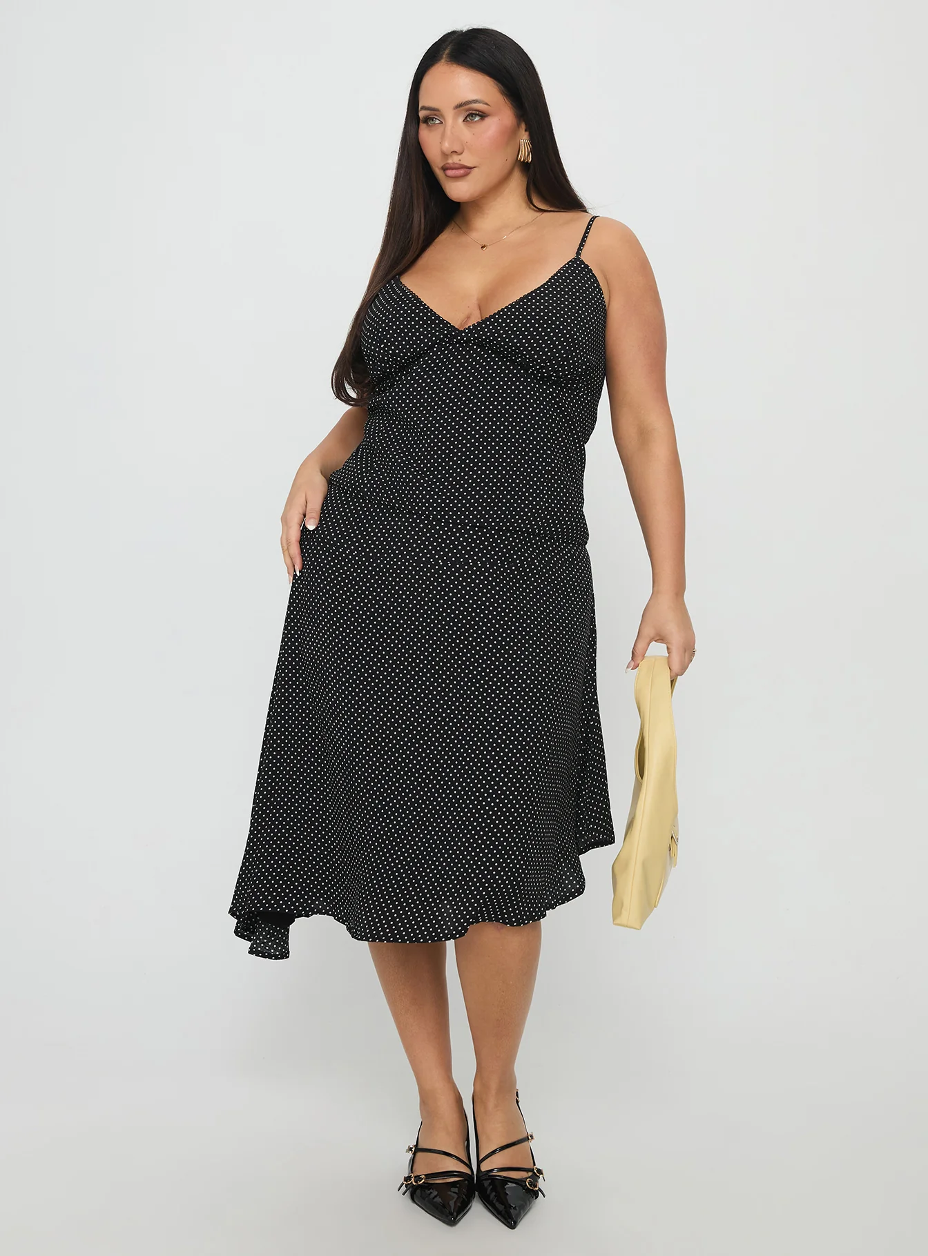 Cabernet Asymmetrical Set Black Polka Curve - Image 2