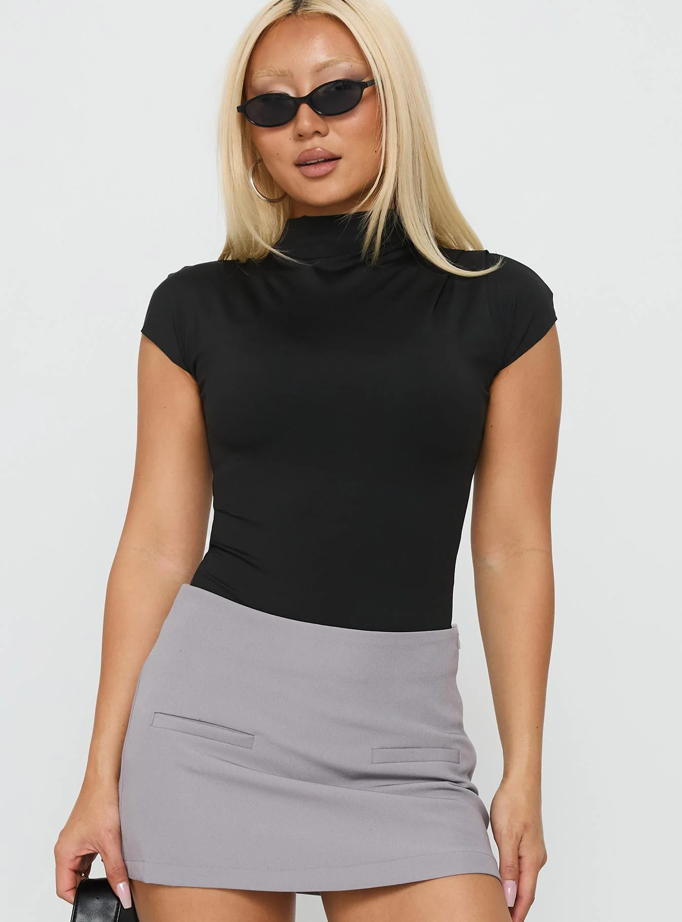 Cailie Mock Neck Bodysuit Black - Image 9
