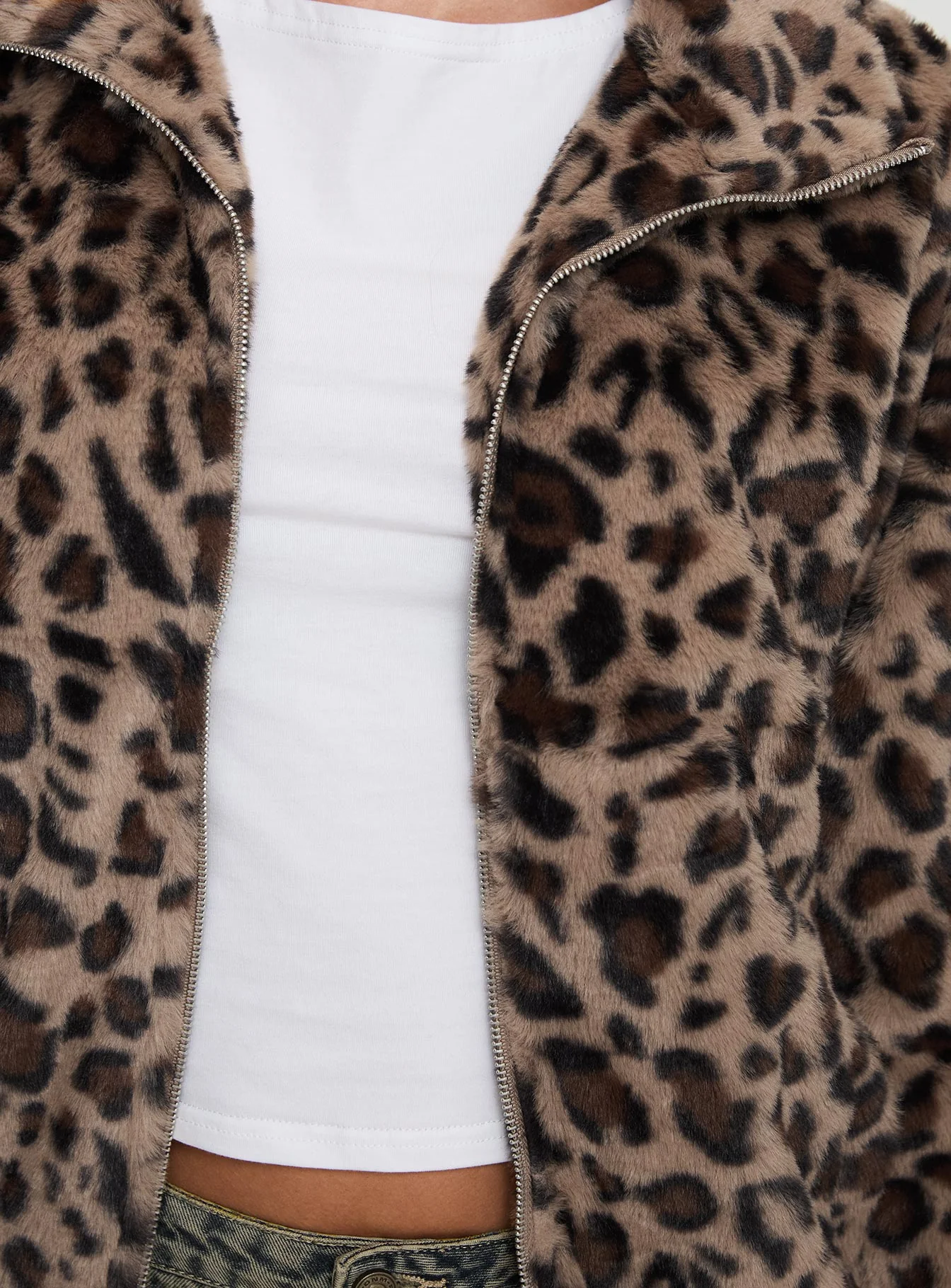 Caine Faux Fur Jacket Leopard - Image 6