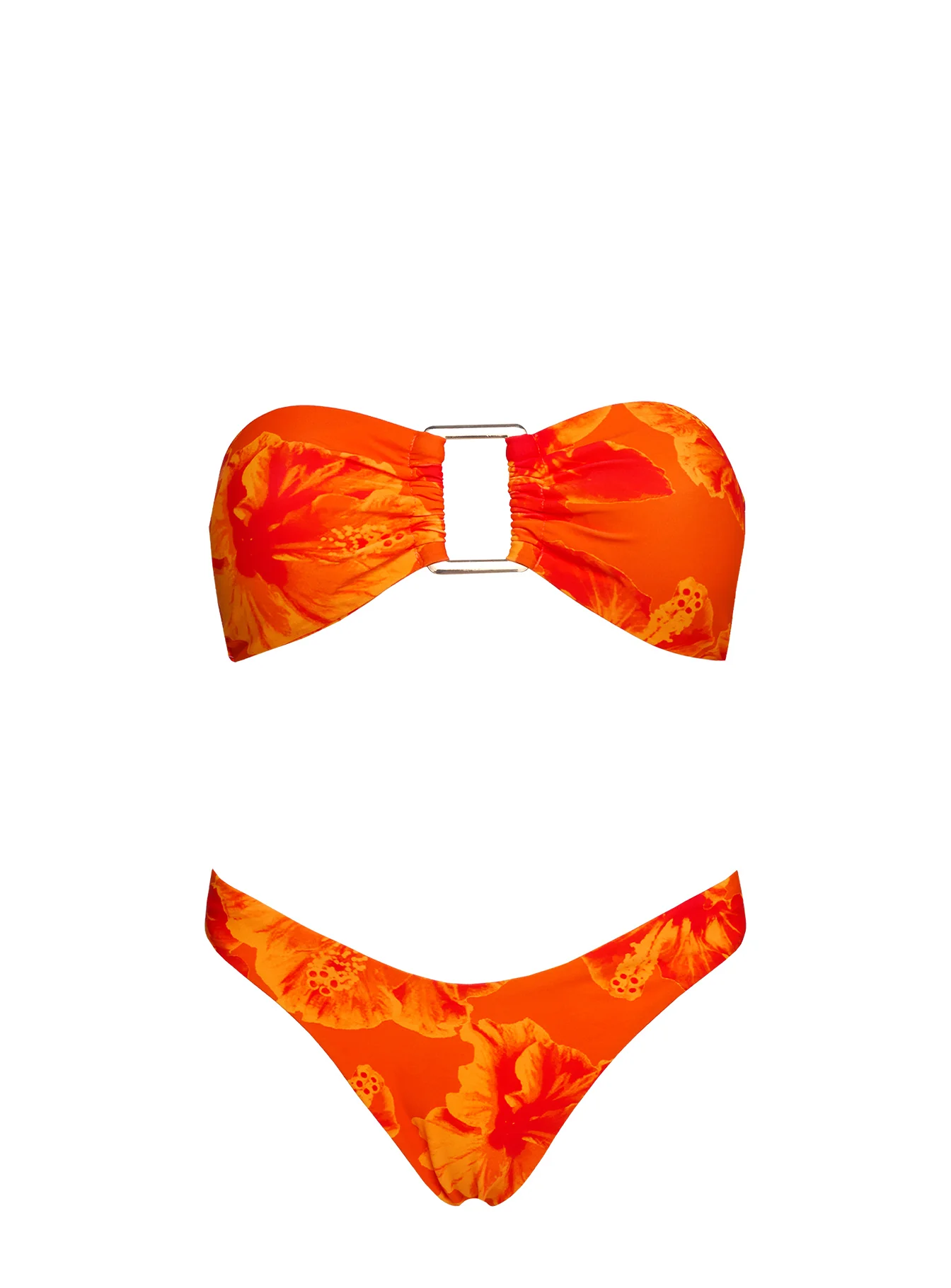 Calbira Bandeau Bikini Top Orange Hibiscus - Image 5