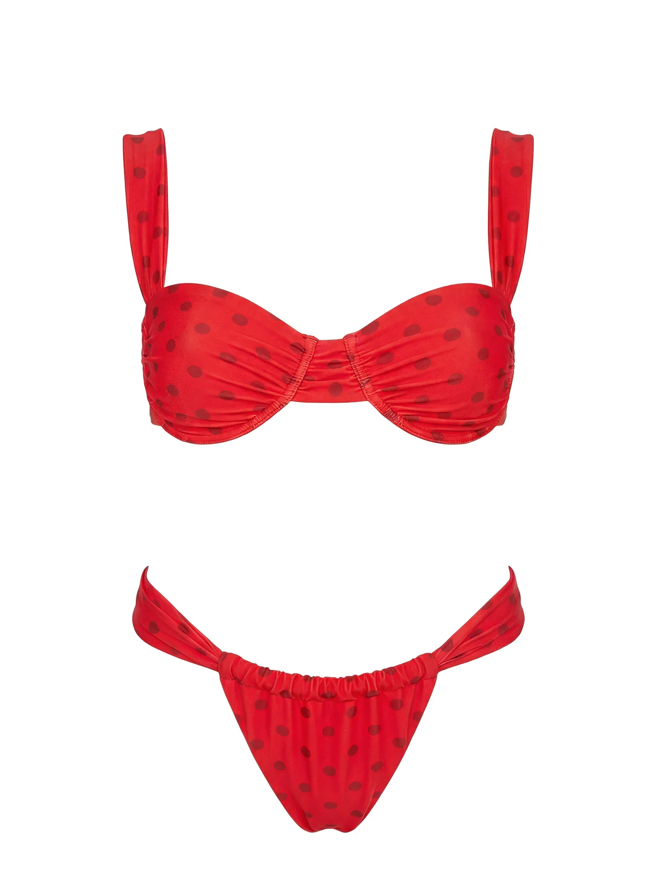 Calbira Cheeky Bikini Bottoms Red Polka - Image 5