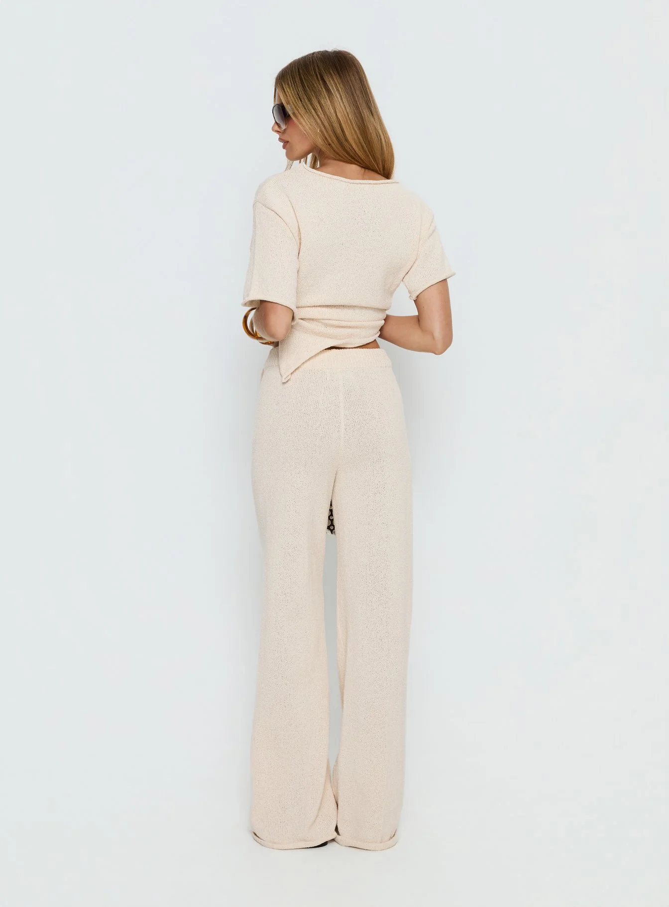 Calisse Knit Wide Leg Pants Beige - Image 5