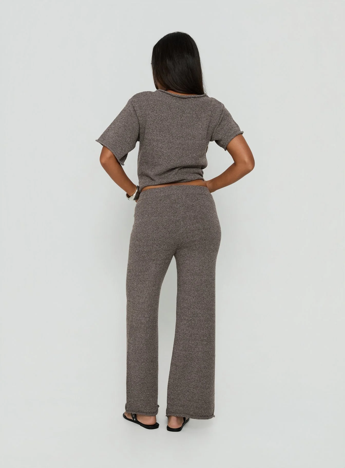 Calisse Knit Wide Leg Pants Mocha - Image 5