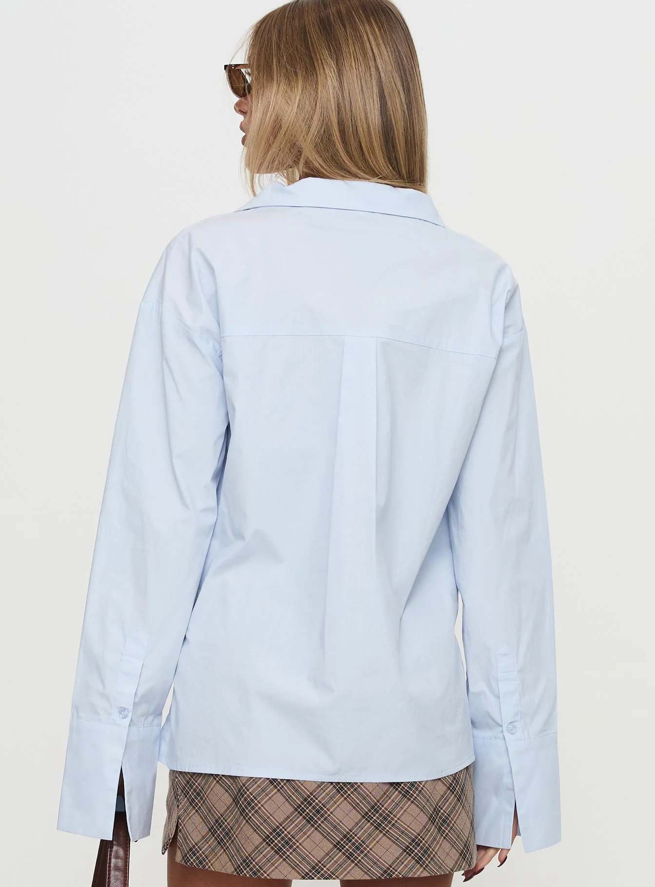 Calistoga Deep Collar Shirt Blue - Image 5