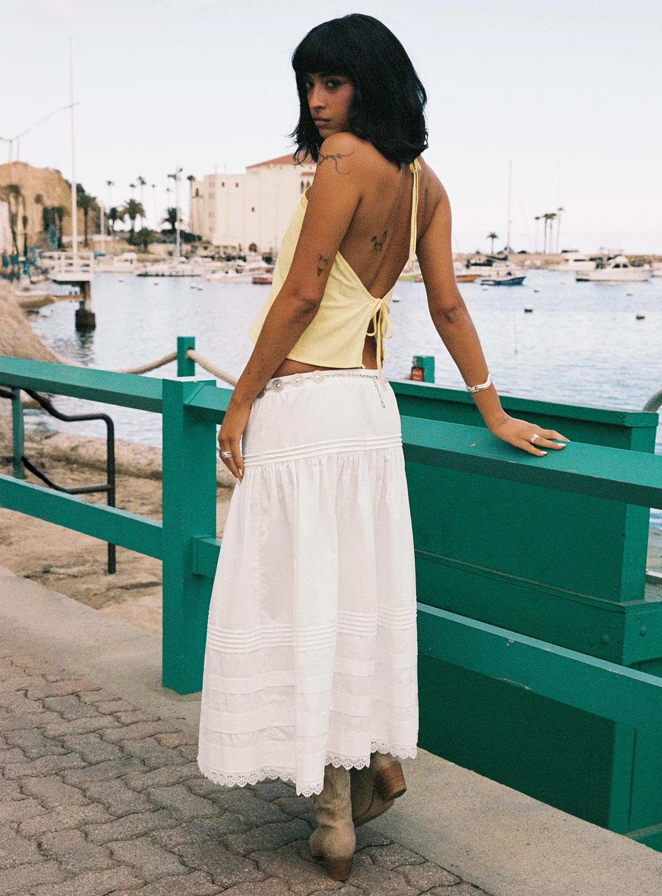 Calling For You Flowy Maxi Skirt White - Image 4