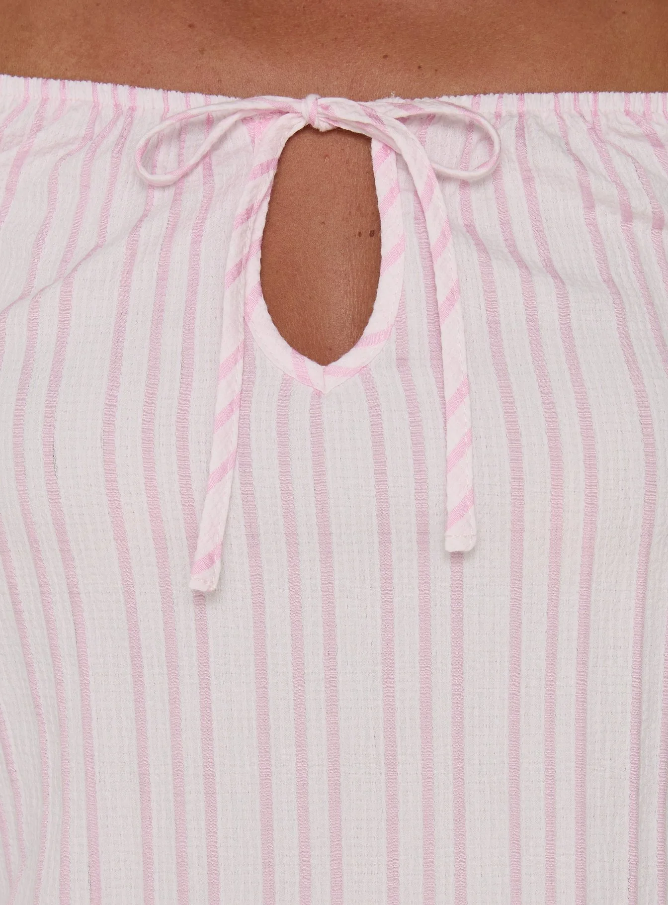 Calthea Puff Sleeve Top Pink Stripe - Image 5