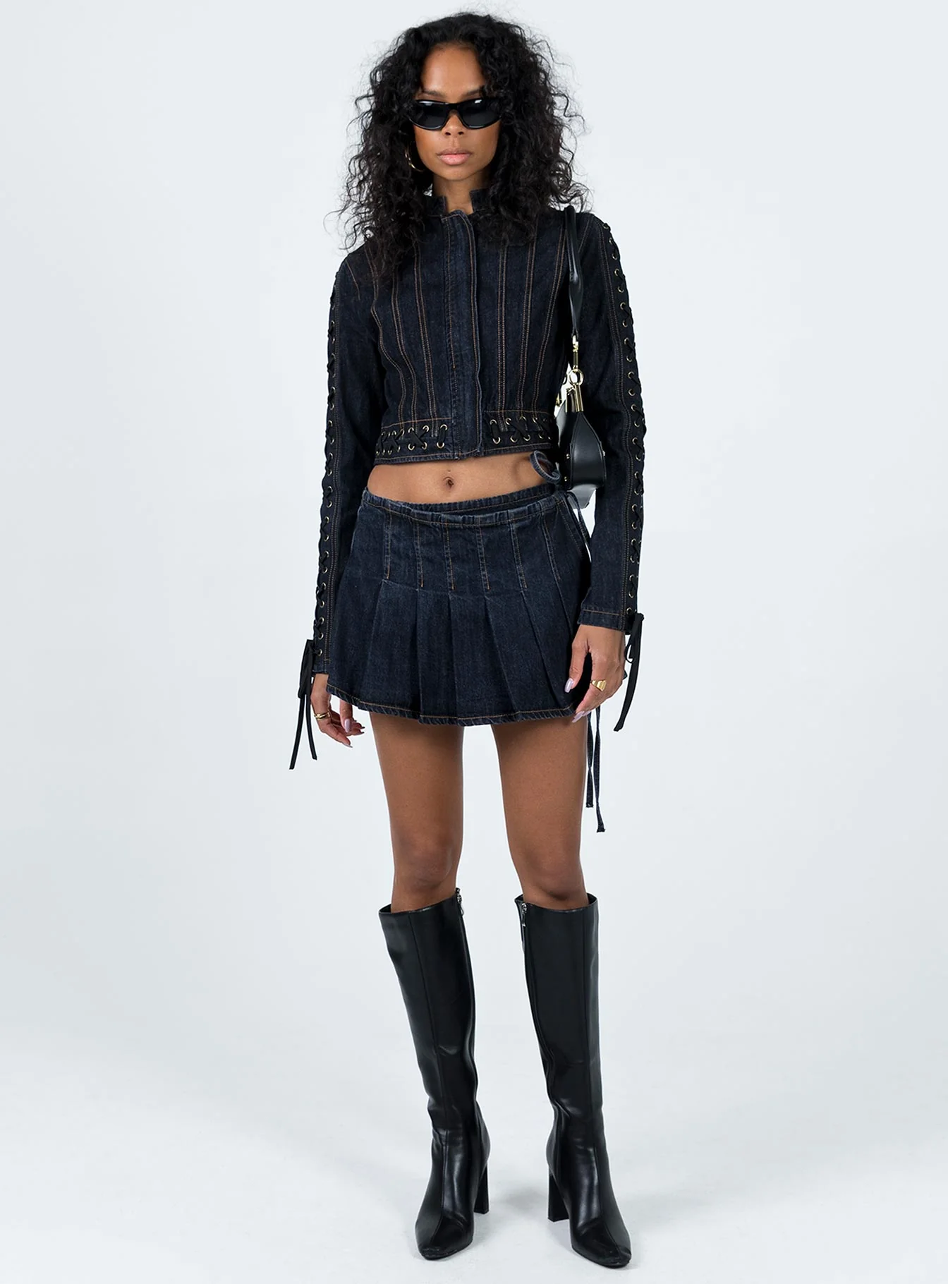 Camelia Pleat Mini Dark Denim - Image 3