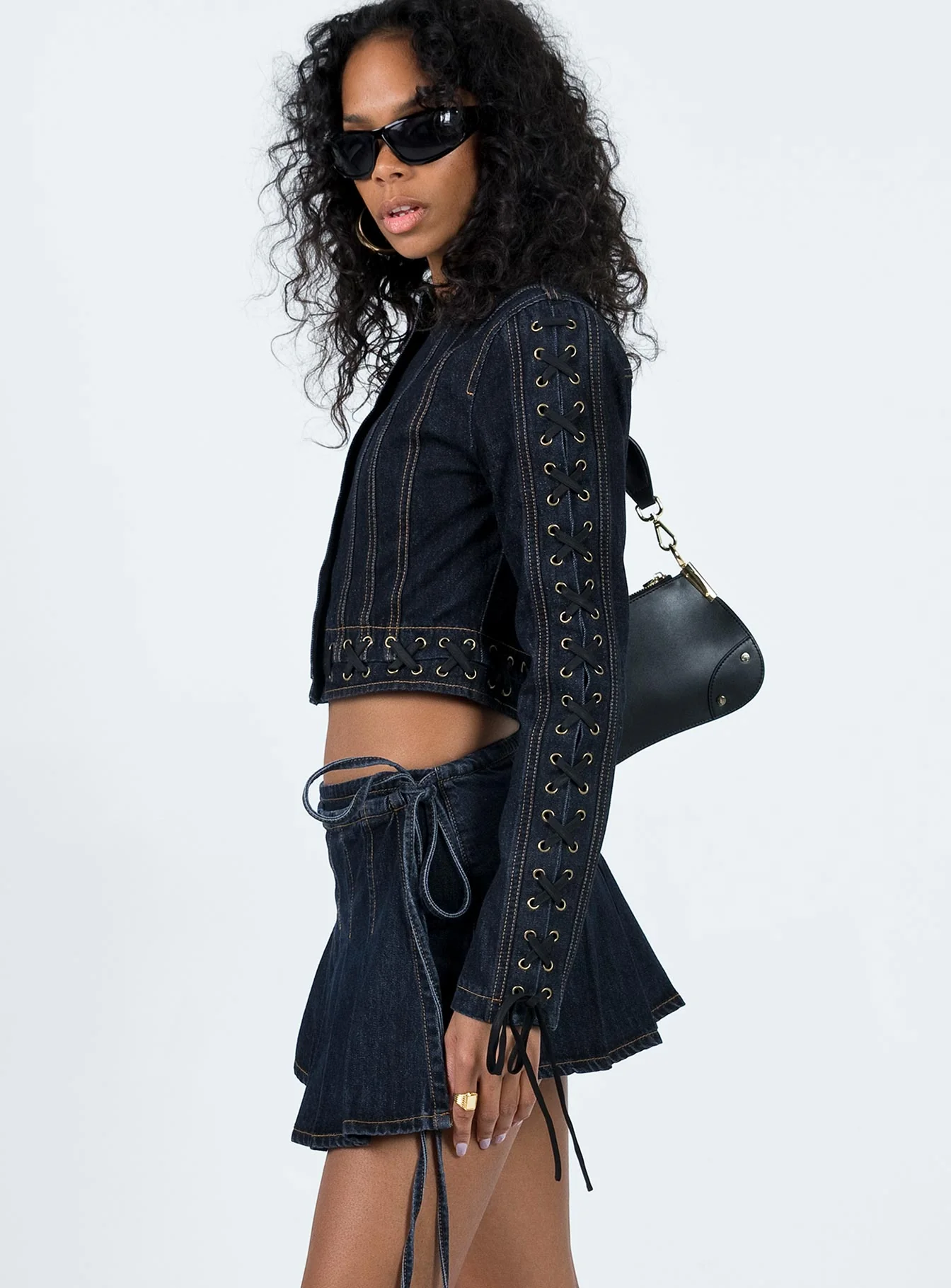 Camelia Pleat Mini Dark Denim - Image 4