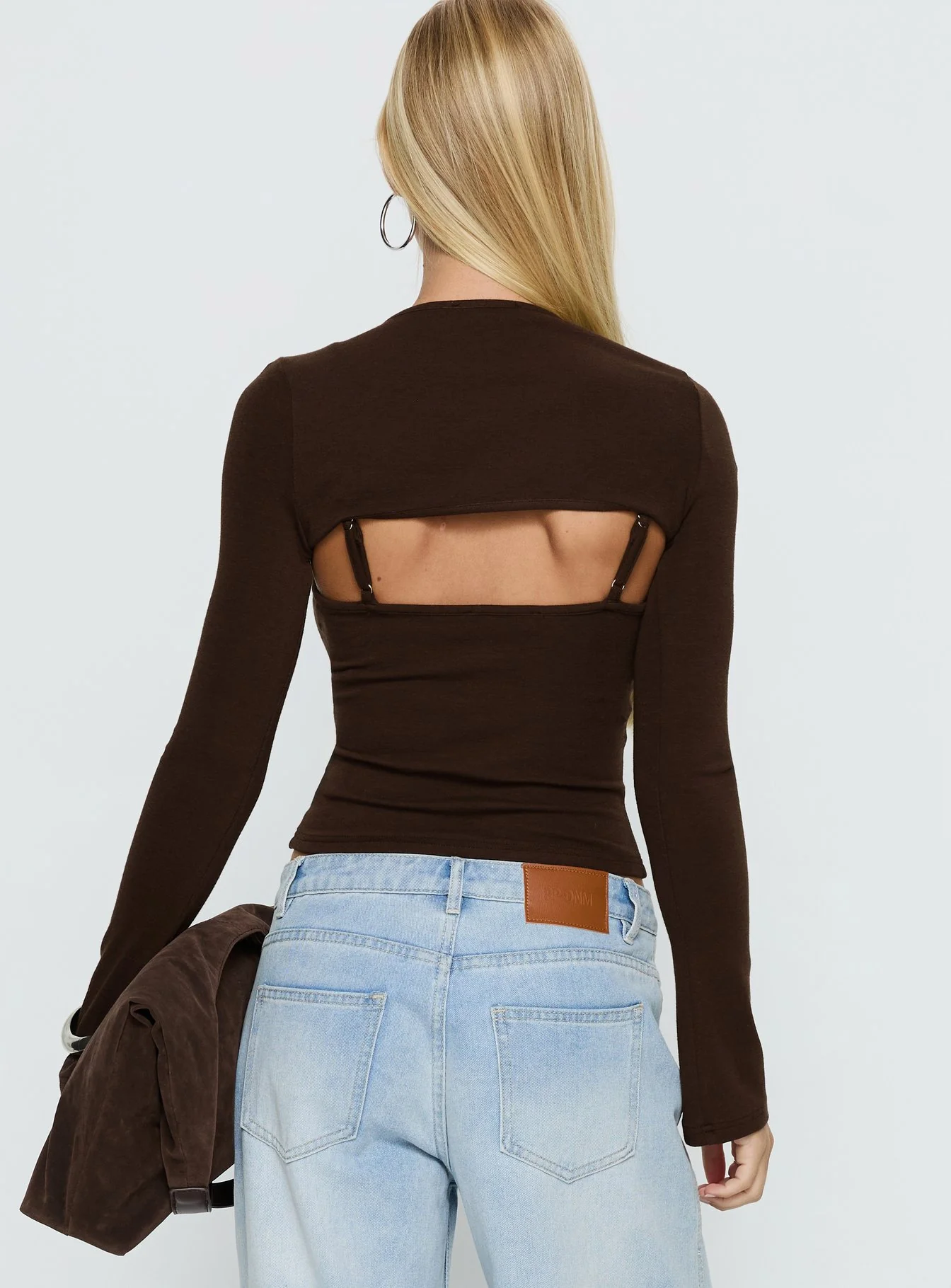 Camira Keyhole Two Piece Long Sleeve Top Brown - Image 4
