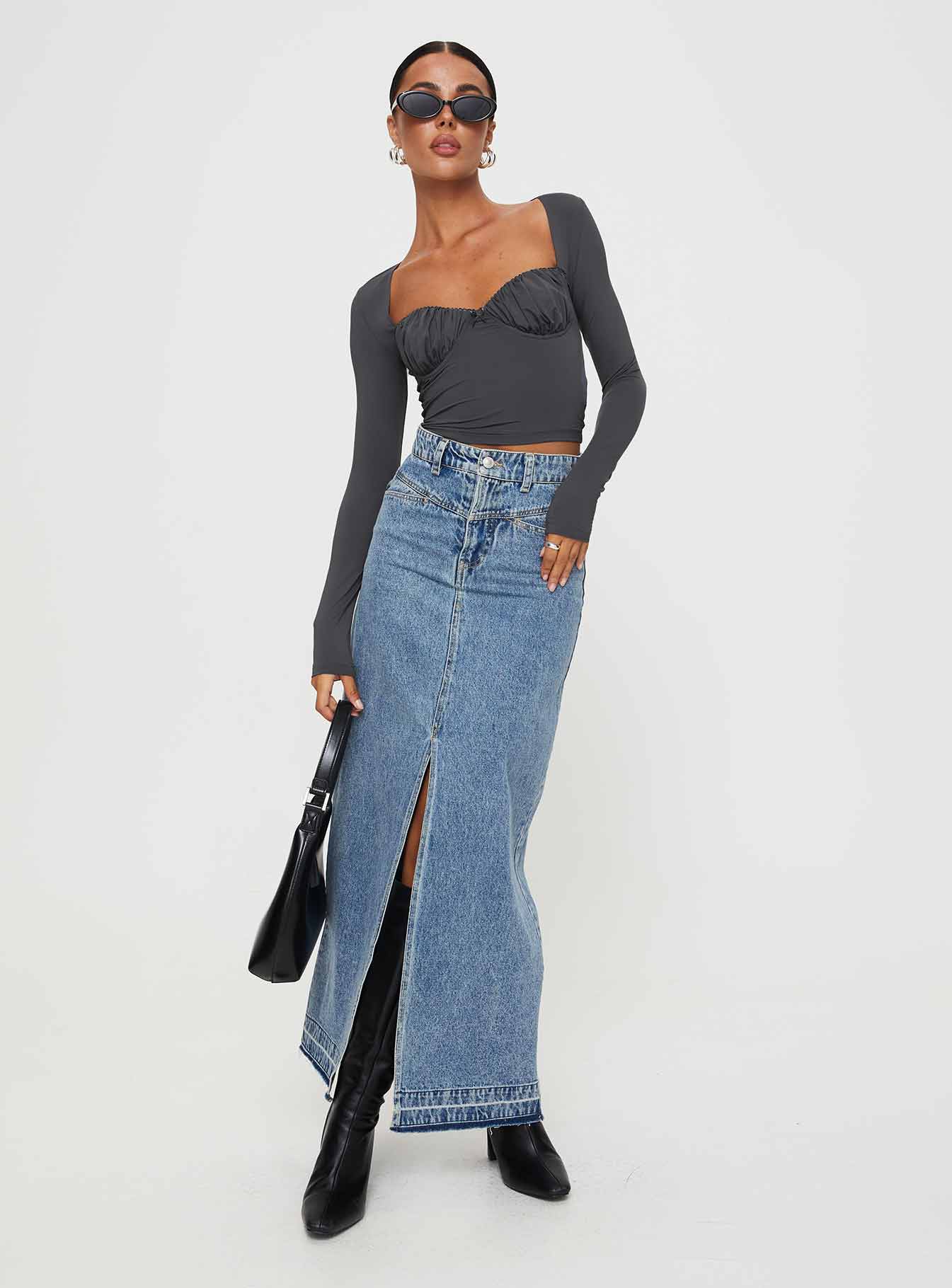 Candyce Long Sleeve Top Slate - Image 3