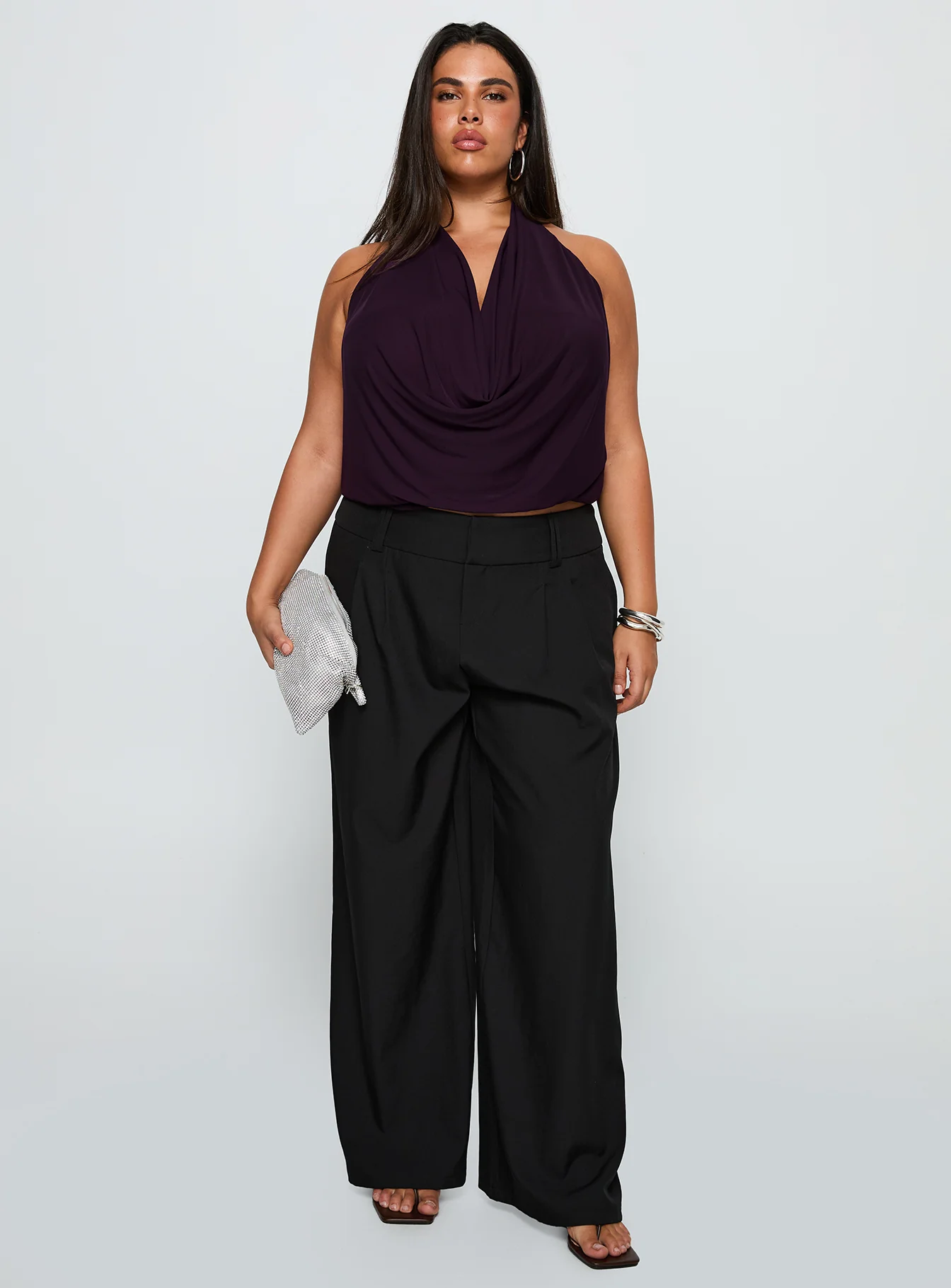 Carefree Days Cowl Neck Top Purple Curve - Image 2