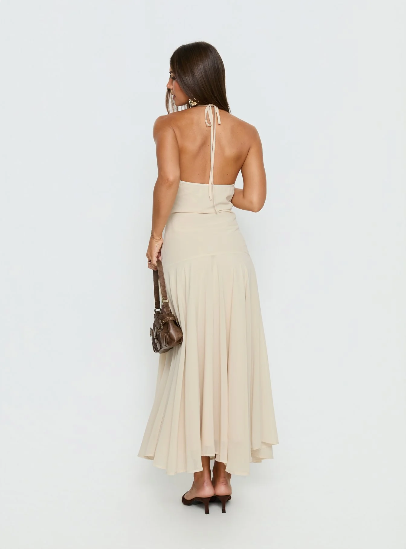 Carlisla Ruched Halter Maxi Dress Yellow - Image 5