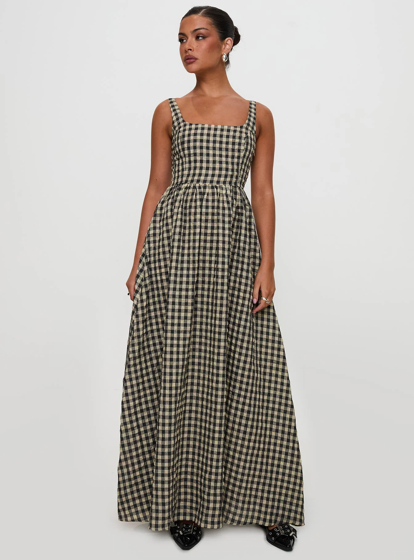 Cartmel Check Maxi Dress Black / Cream Tall - Image 3
