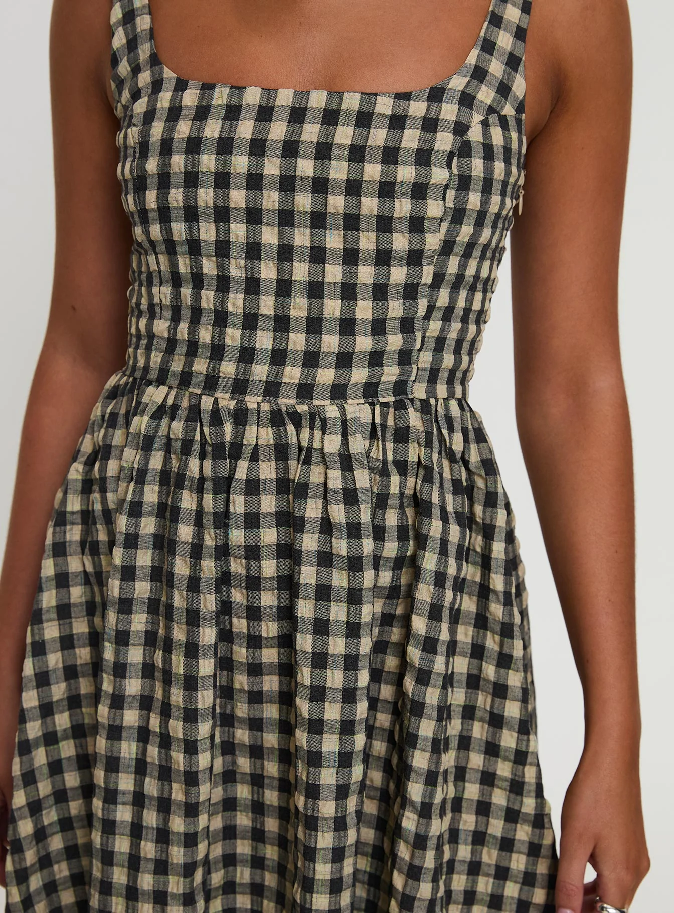 Cartmel Check Maxi Dress Black / Cream Tall - Image 6