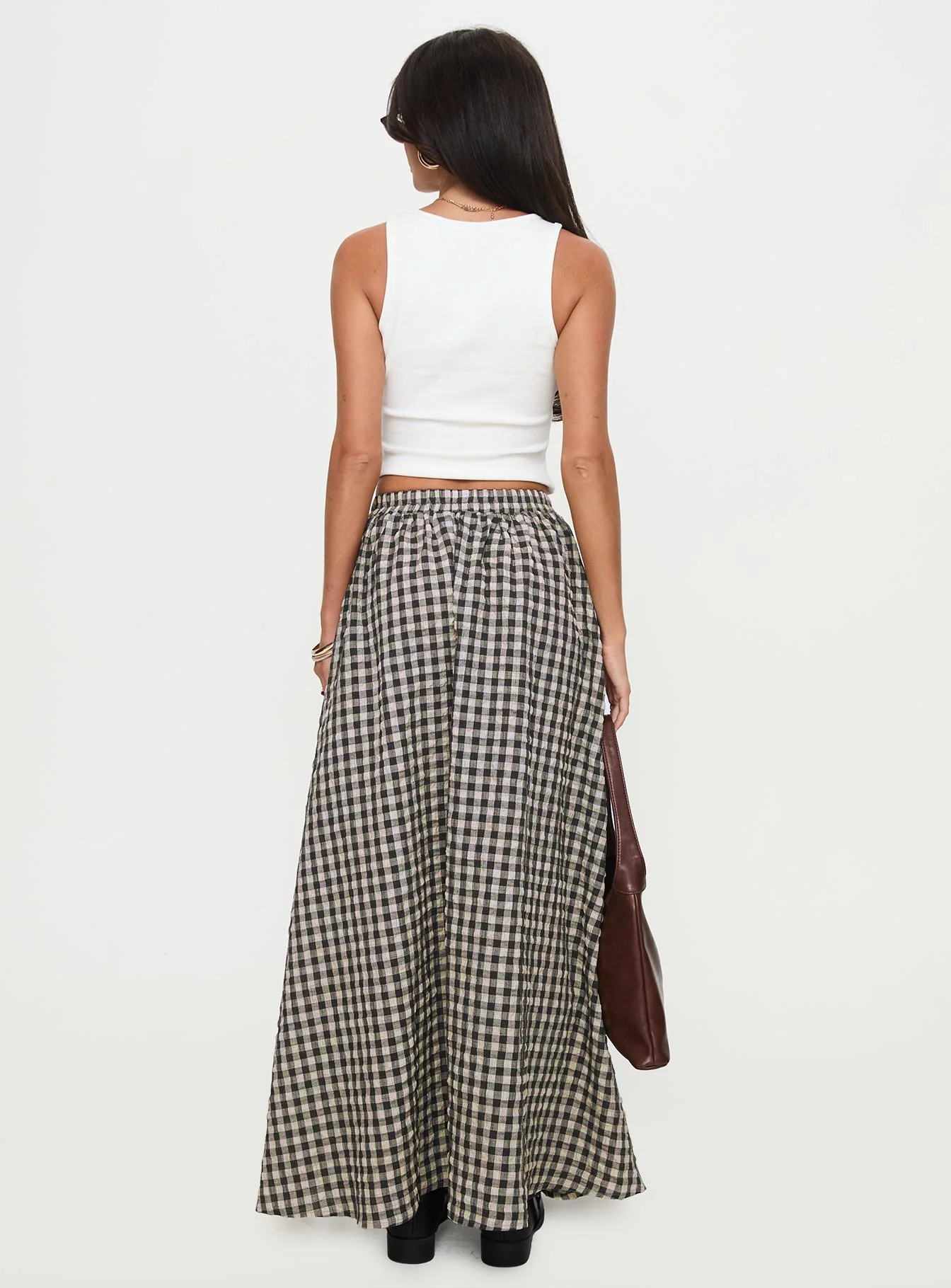 Cartmel Check Maxi Skirt Black / Cream - Image 5