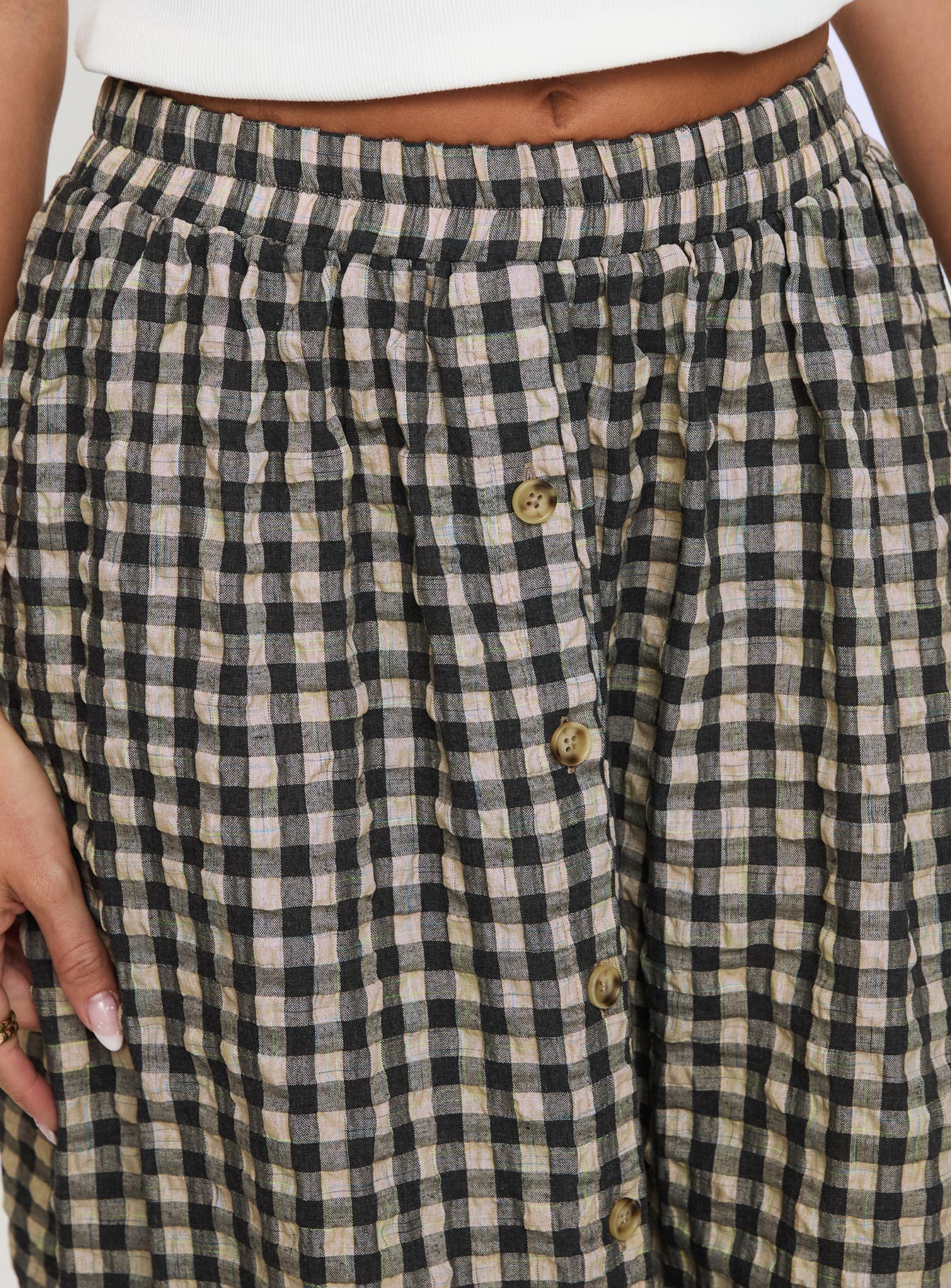Cartmel Check Maxi Skirt Black / Cream - Image 6