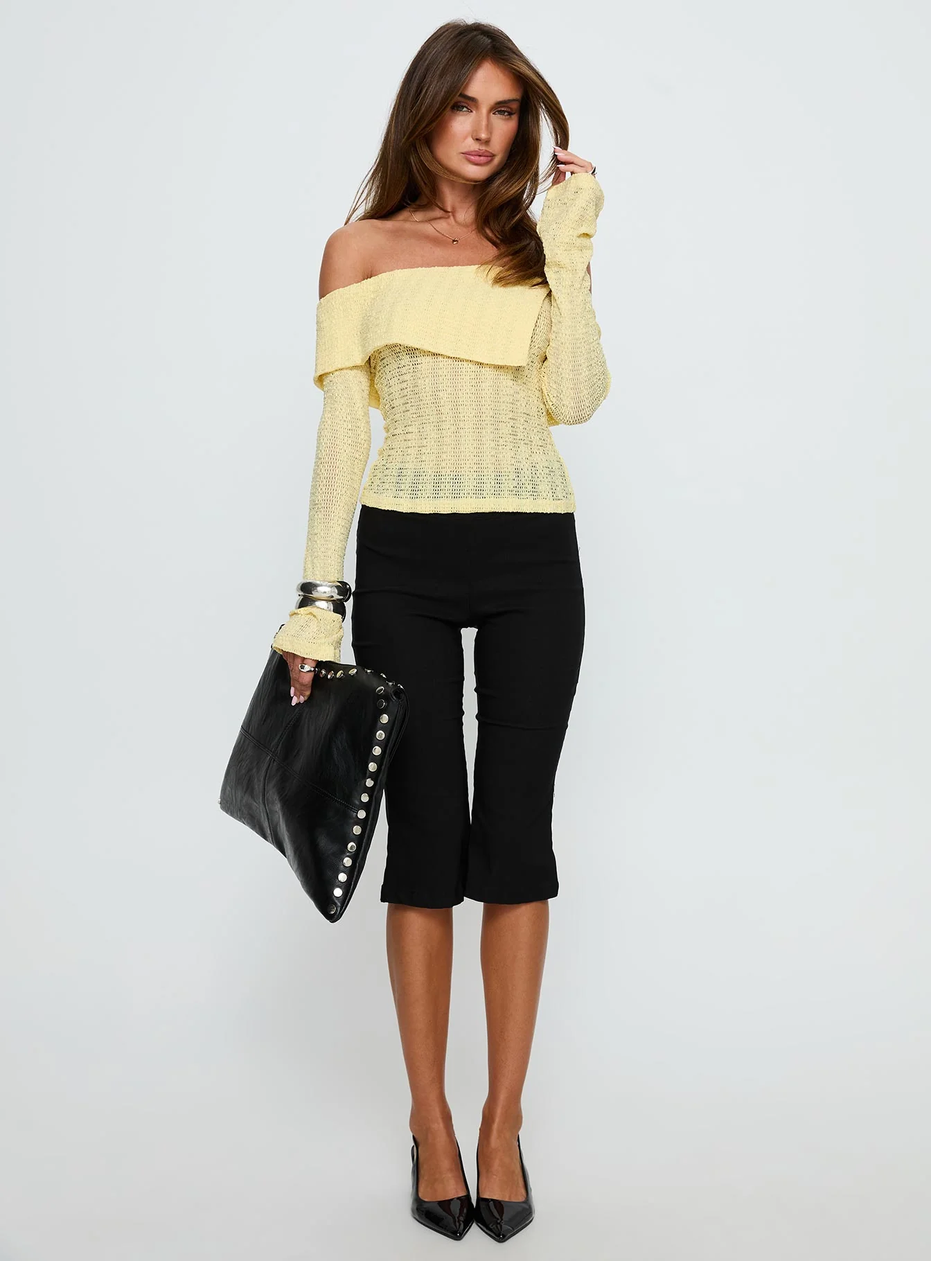 Cartrell Foldover Off Shoulder Top Lemon - Image 2