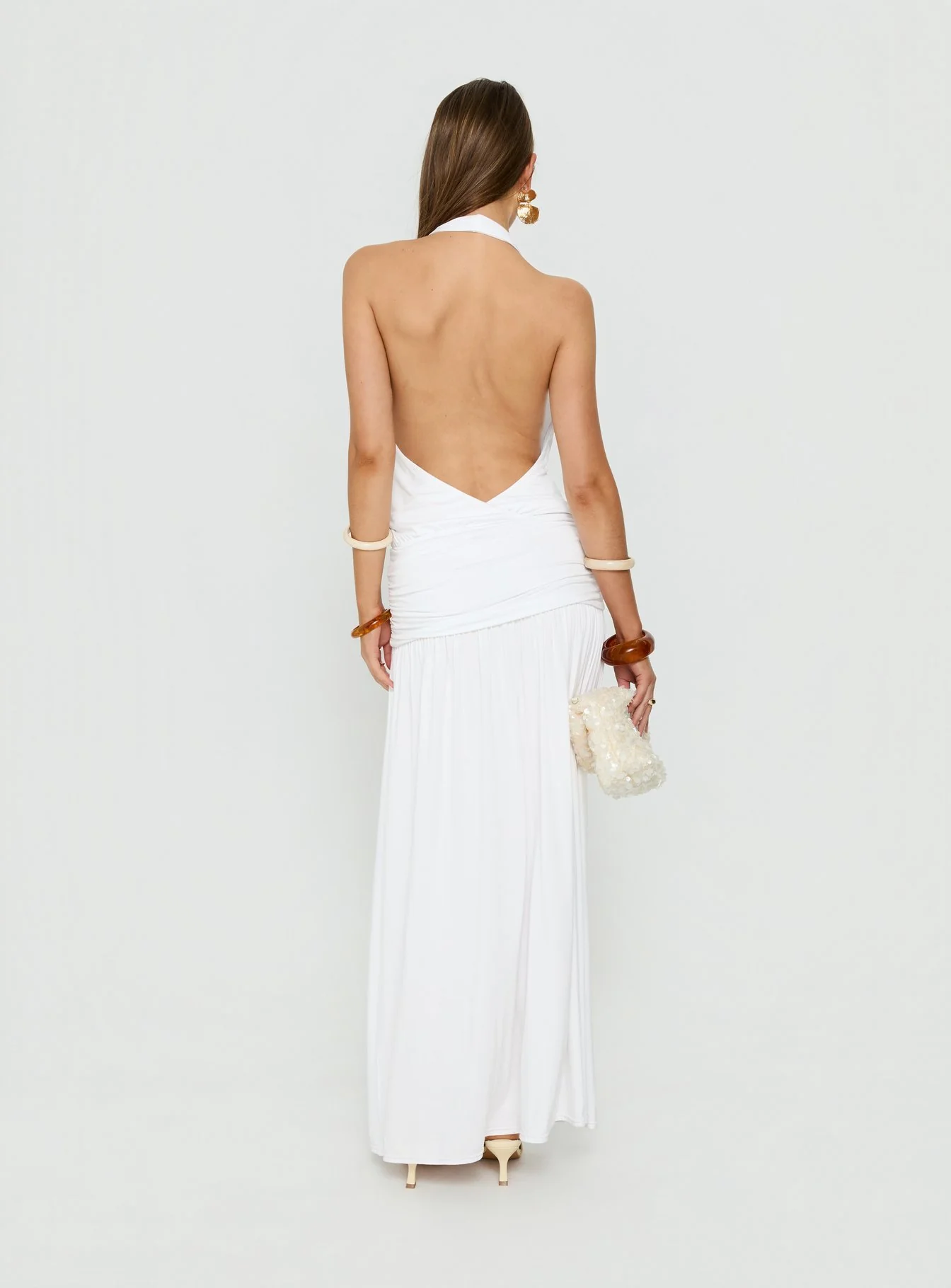 Casanova Halter Wrap Maxi Dress White - Image 5