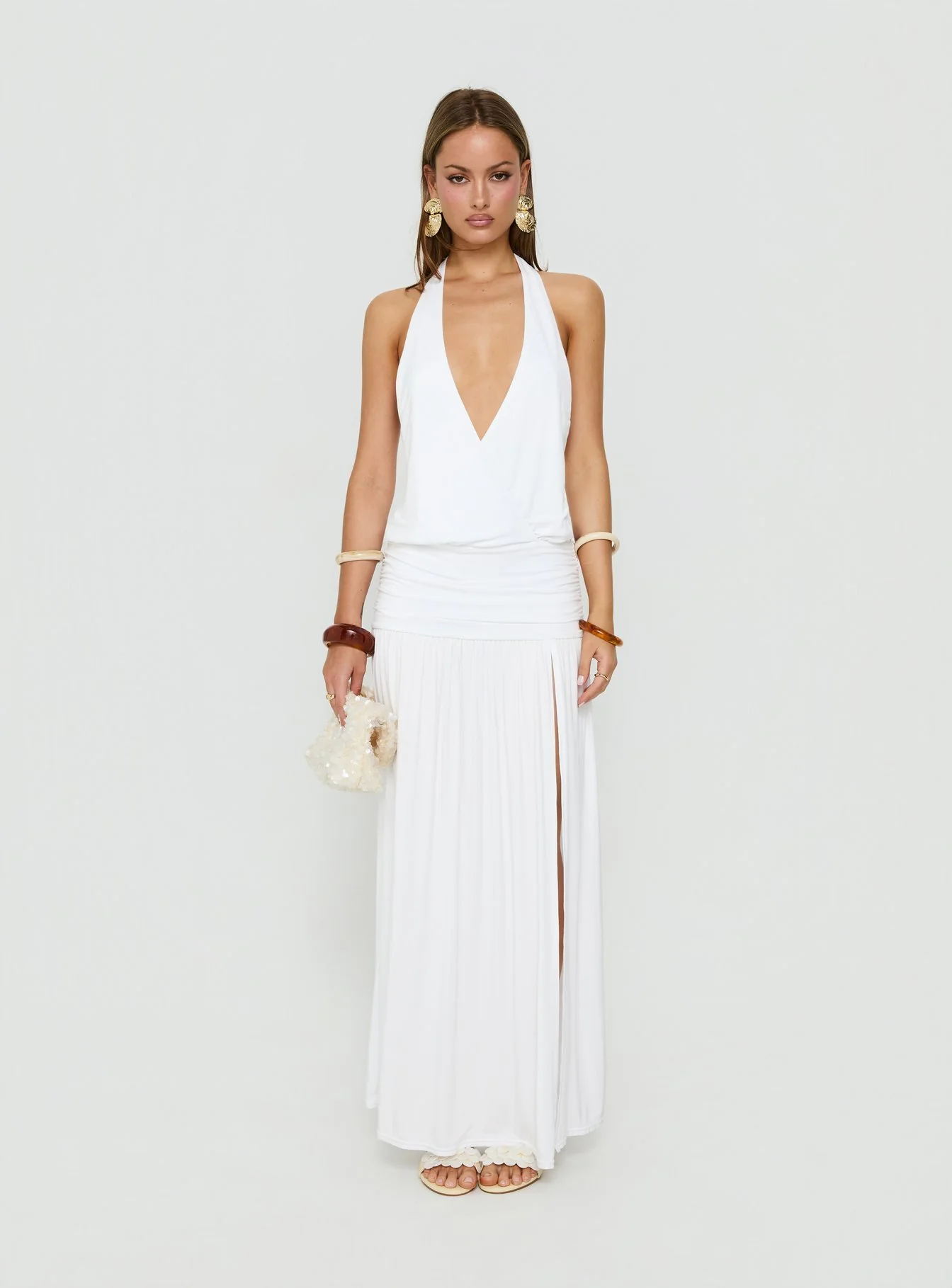 Casanova Halter Wrap Maxi Dress White - Image 7