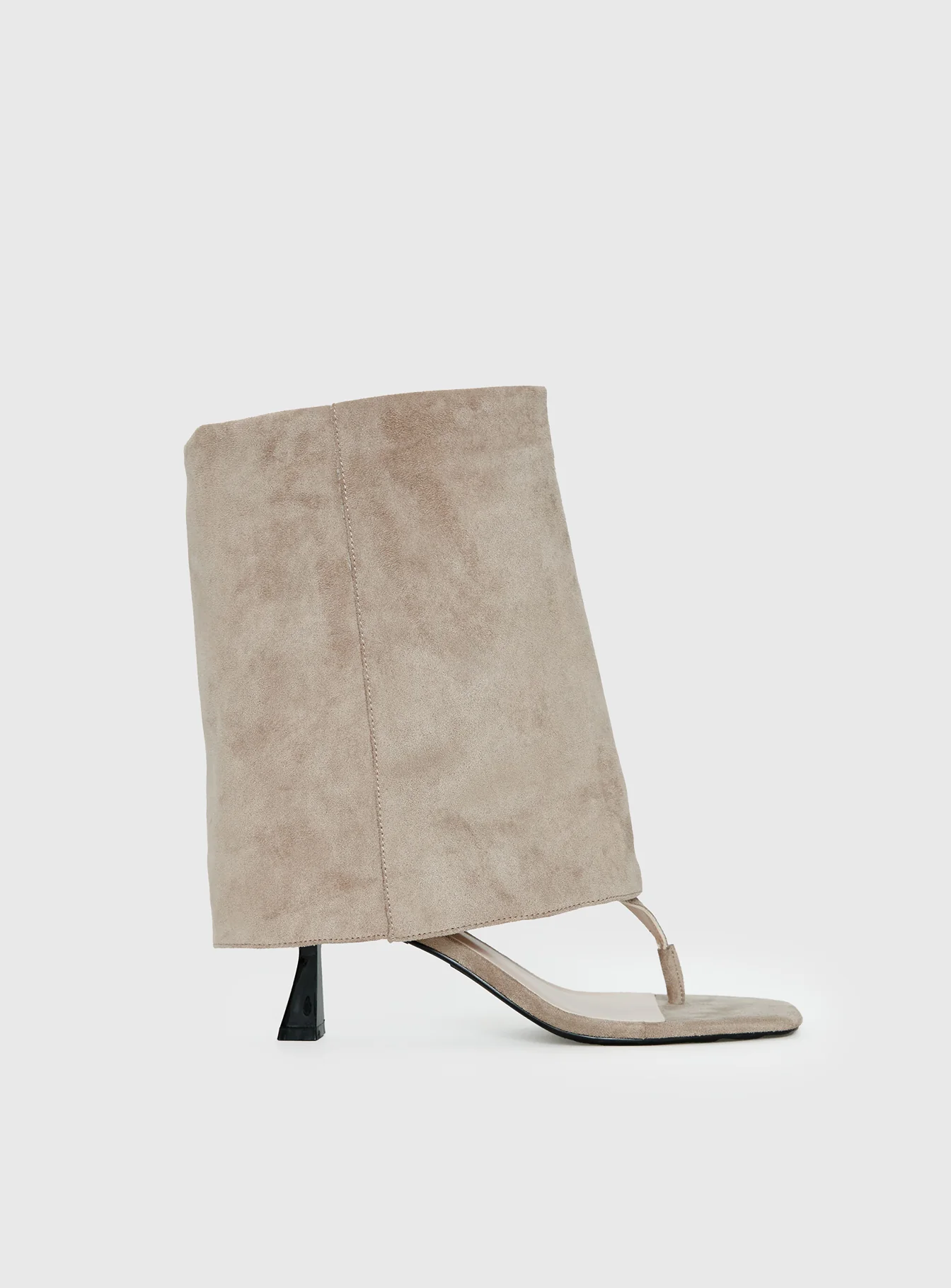 Catch The Light Faux Suede Open Toe Boots Tan - Image 2