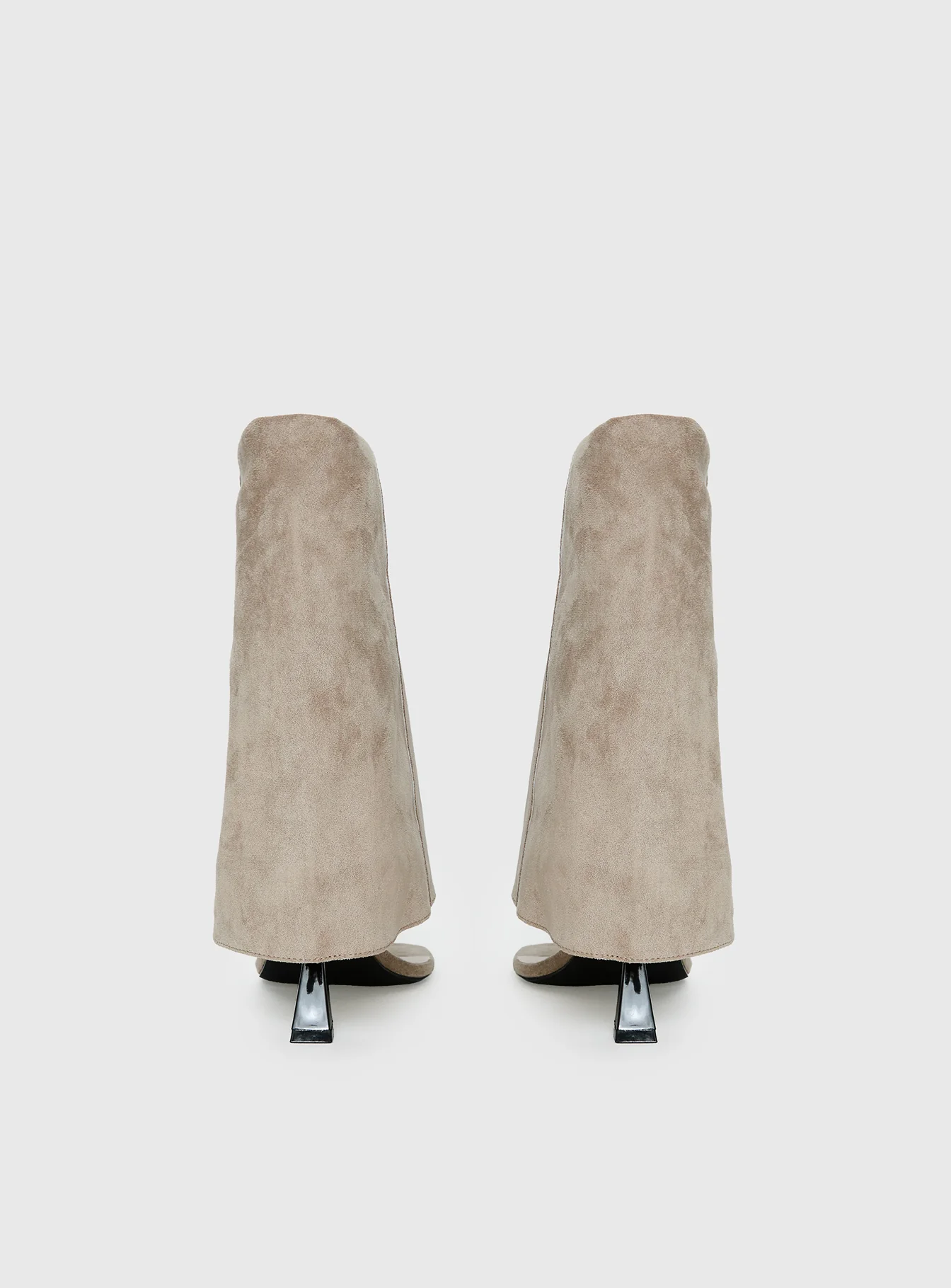 Catch The Light Faux Suede Open Toe Boots Tan - Image 5