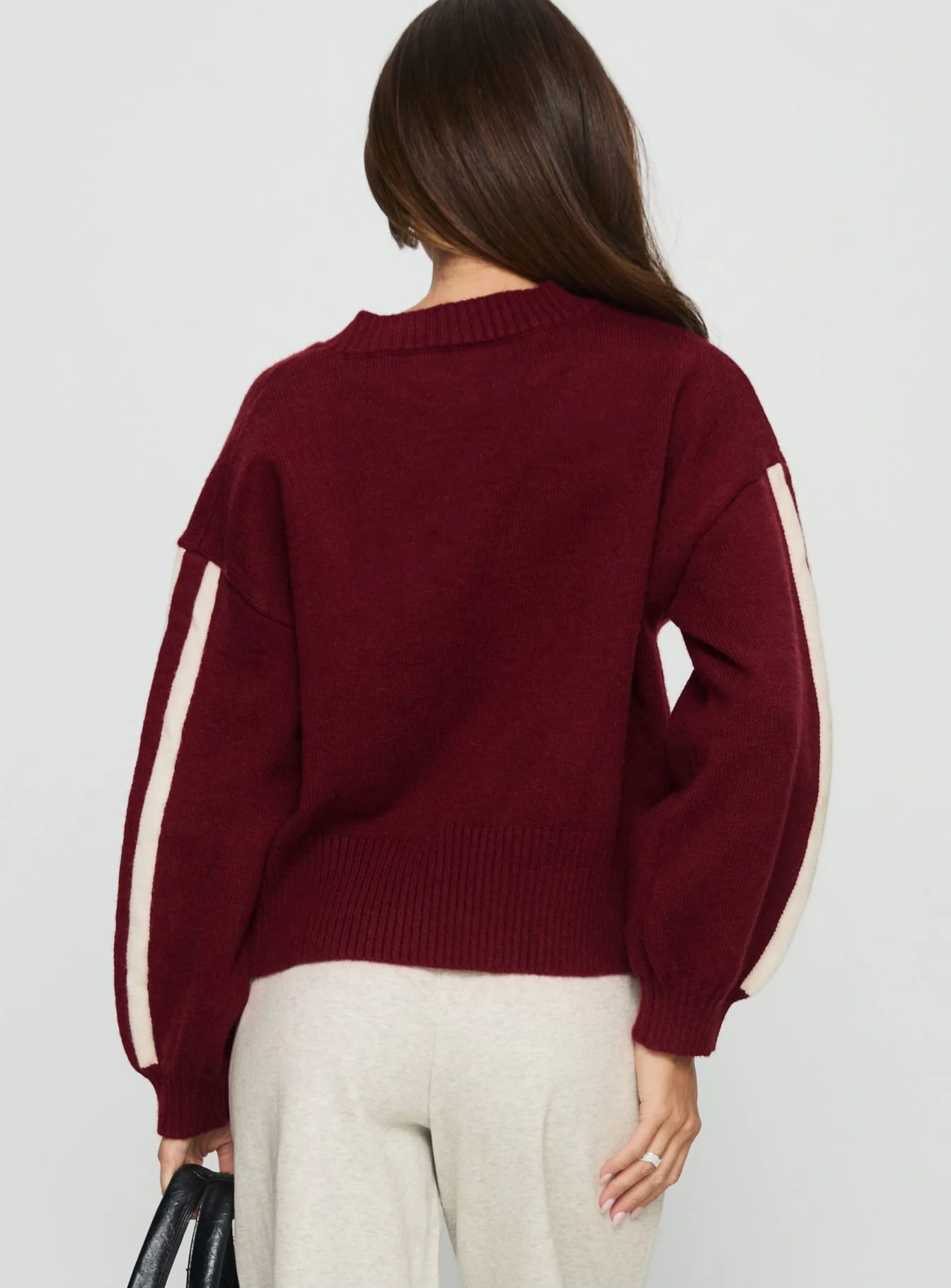 Catherin Crew Neck Knit Sweater Red / White - Image 4