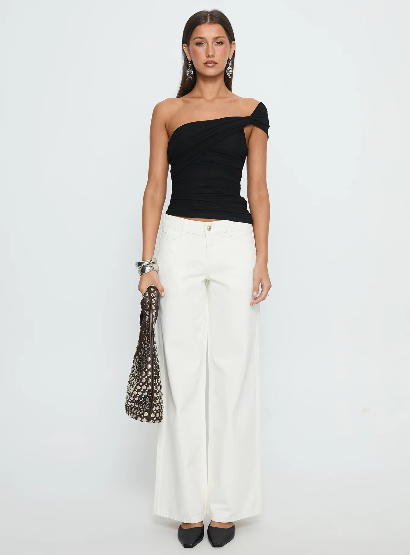 Catiana Low Rise Wide Leg Jeans White - Image 7