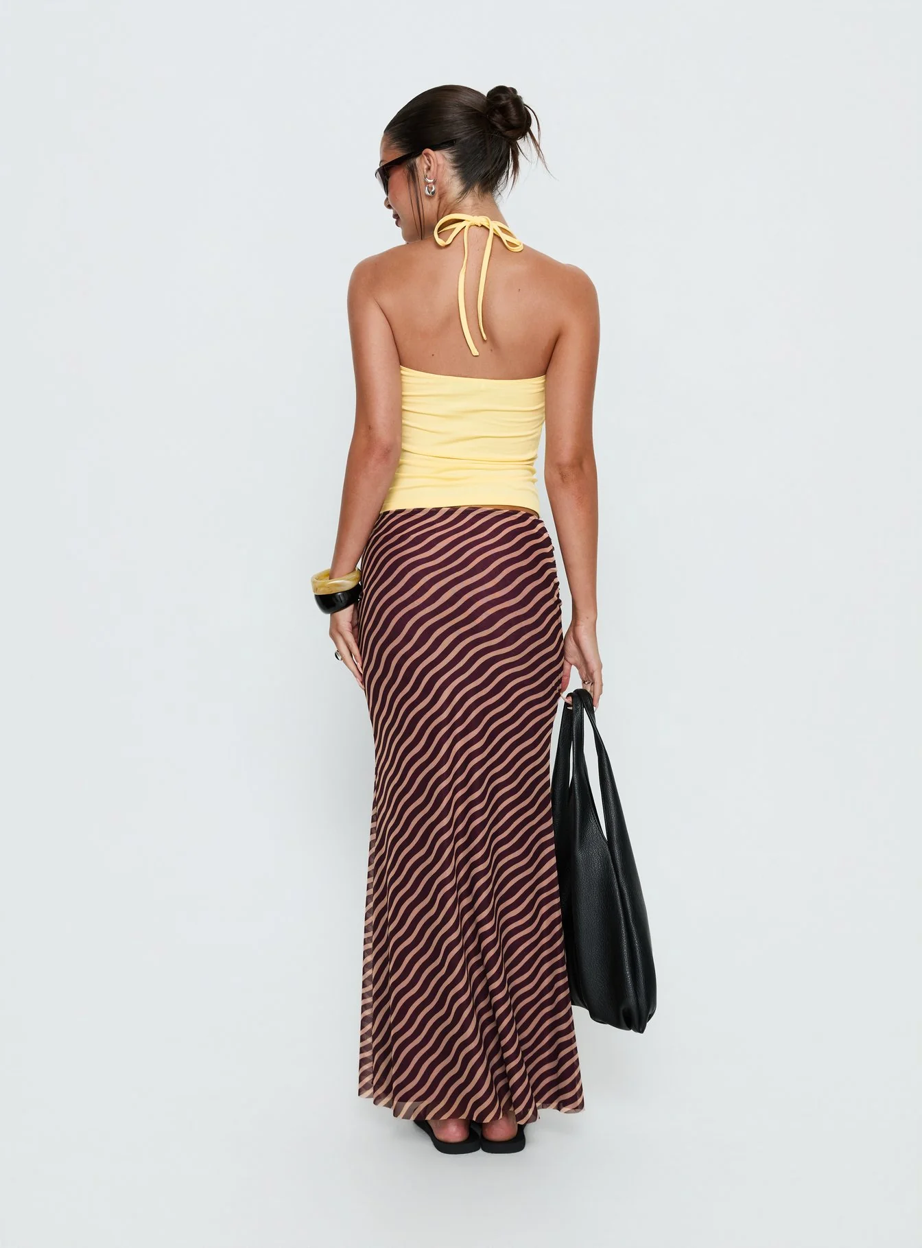 Caviar Tie Maxi Skirt Brown Stripe - Image 5