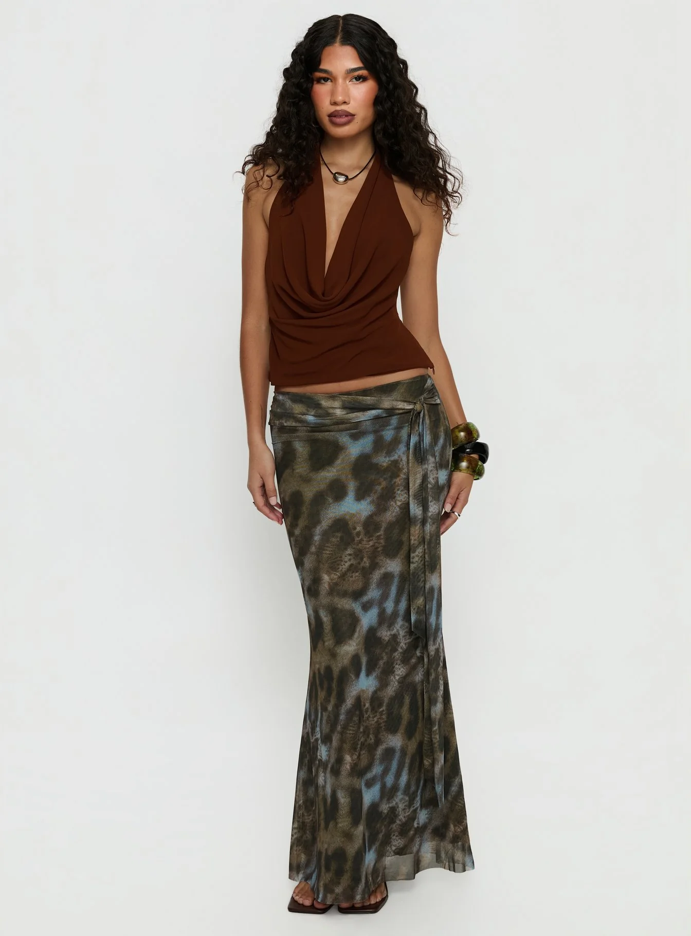 Caviar Tie Maxi Skirt Leopard - Image 3