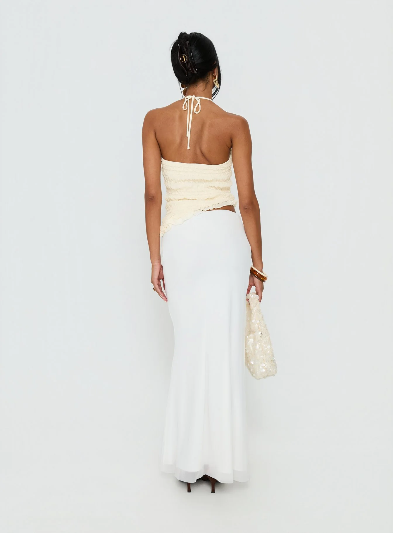 Caviar Tie Maxi Skirt White - Image 4