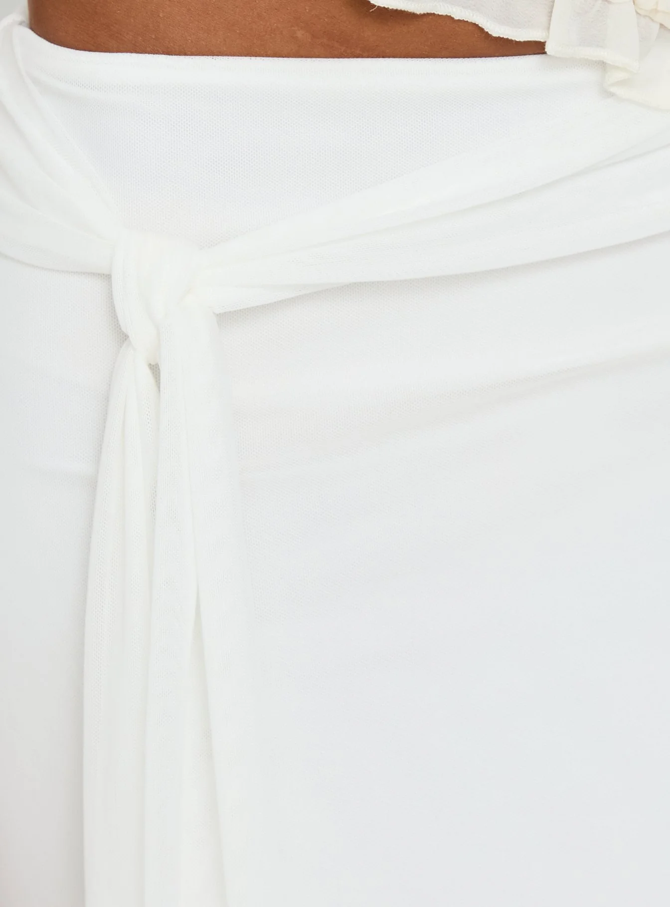 Caviar Tie Maxi Skirt White - Image 5