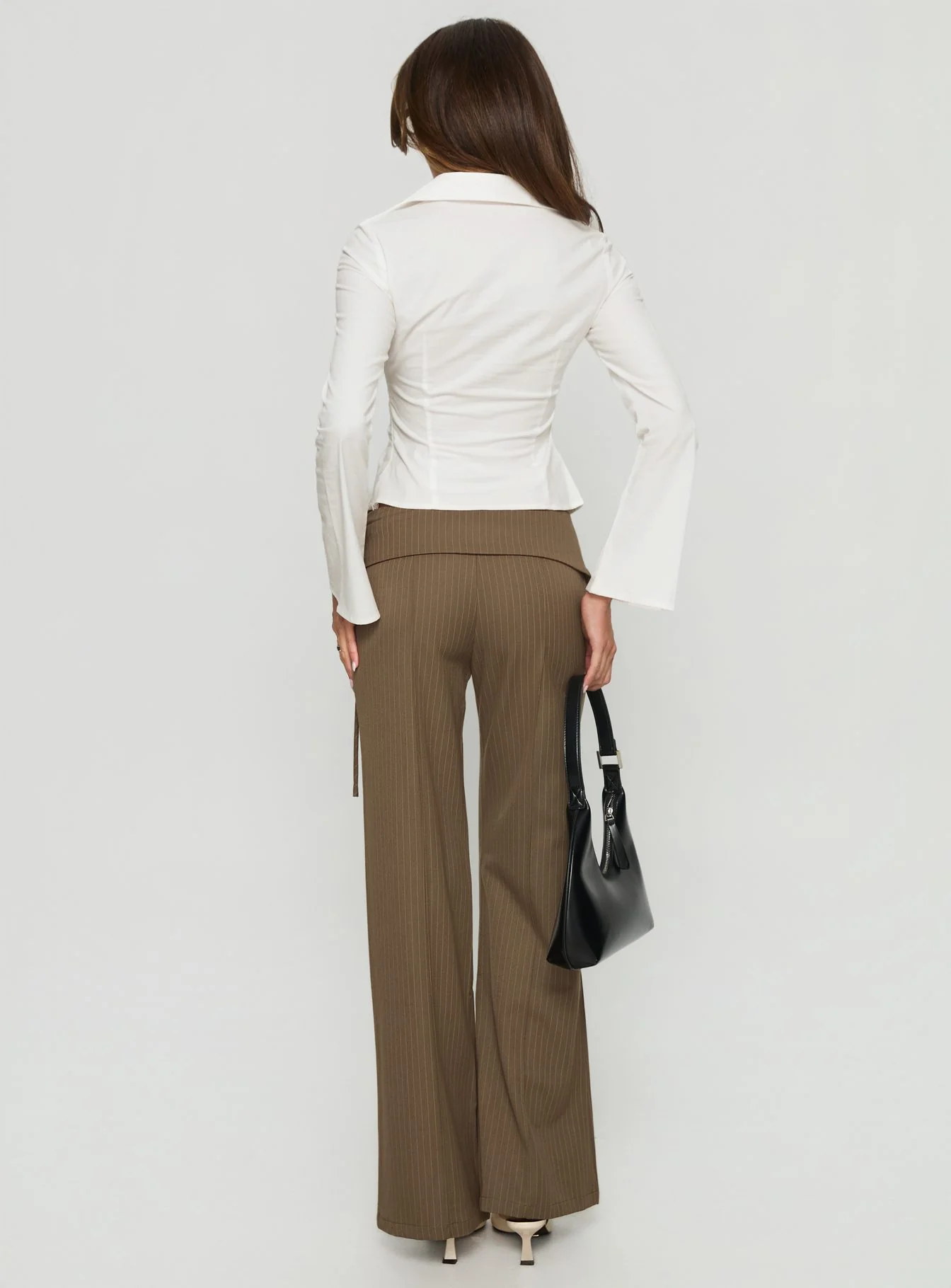 Cedrina Eyelet Fitted Suit Pants Green Pinstripe - Image 5