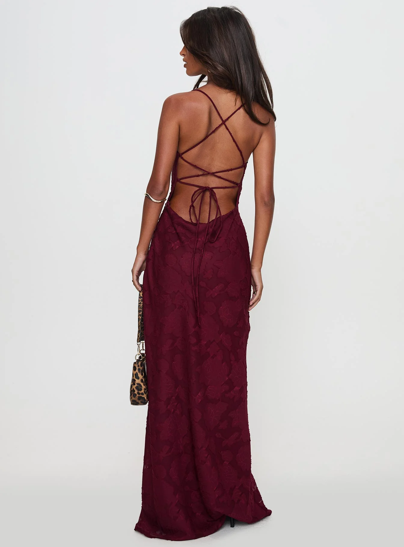 Celena Maxi Dress Burgundy Burnout Petite - Image 4