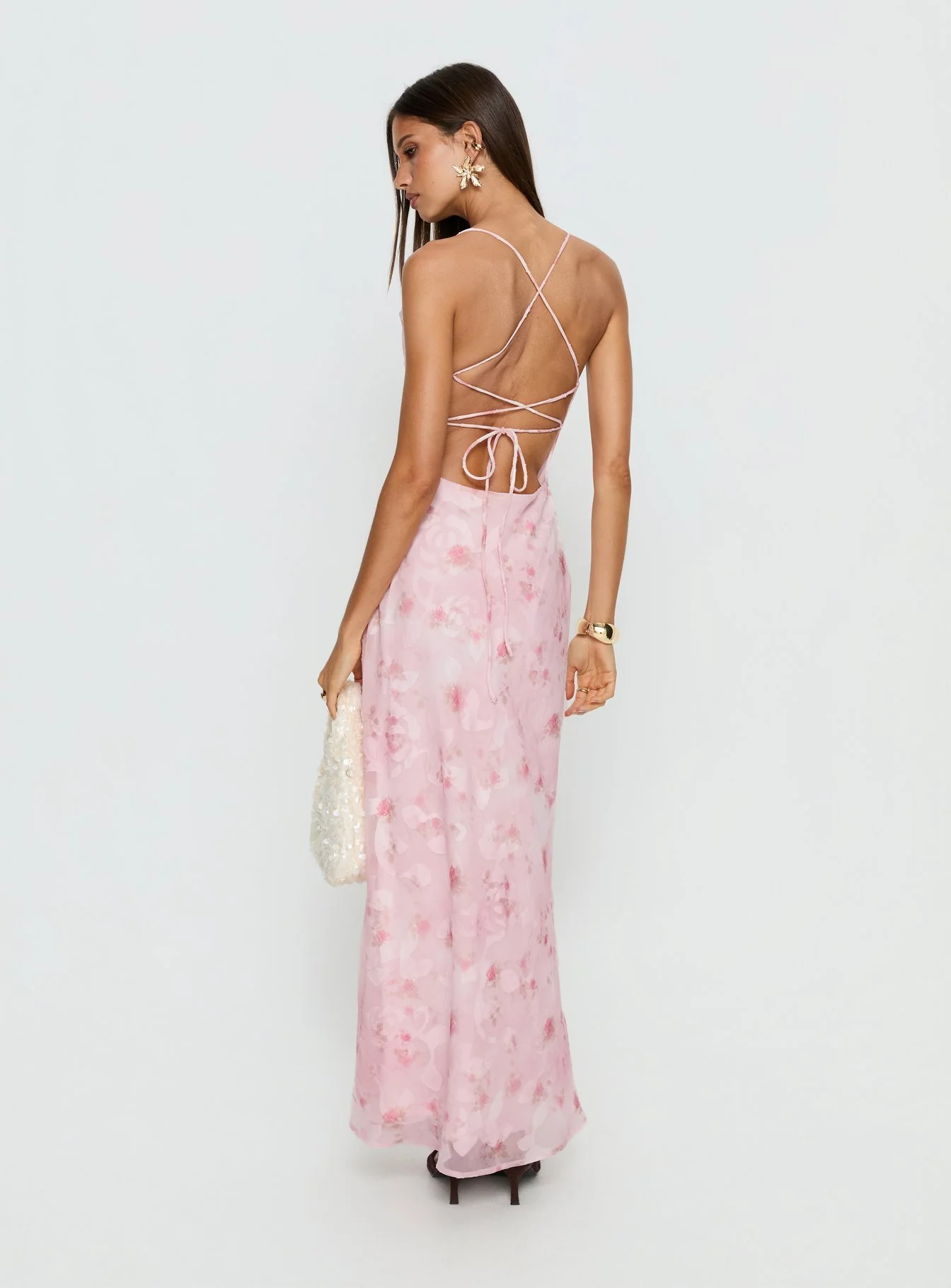 Celena Maxi Dress Pink Floral Burnout - Image 5