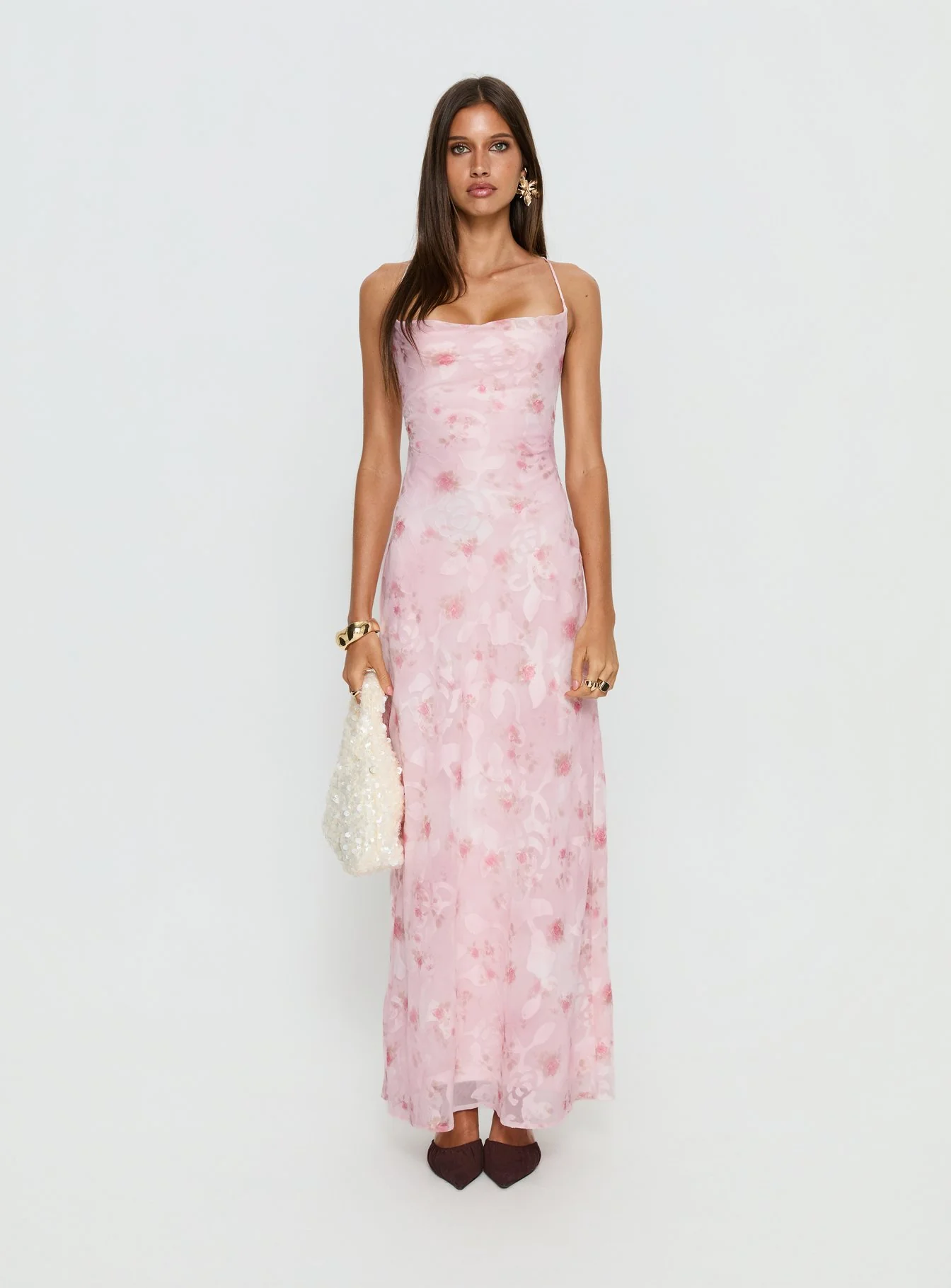 Celena Maxi Dress Pink Floral Burnout - Image 7
