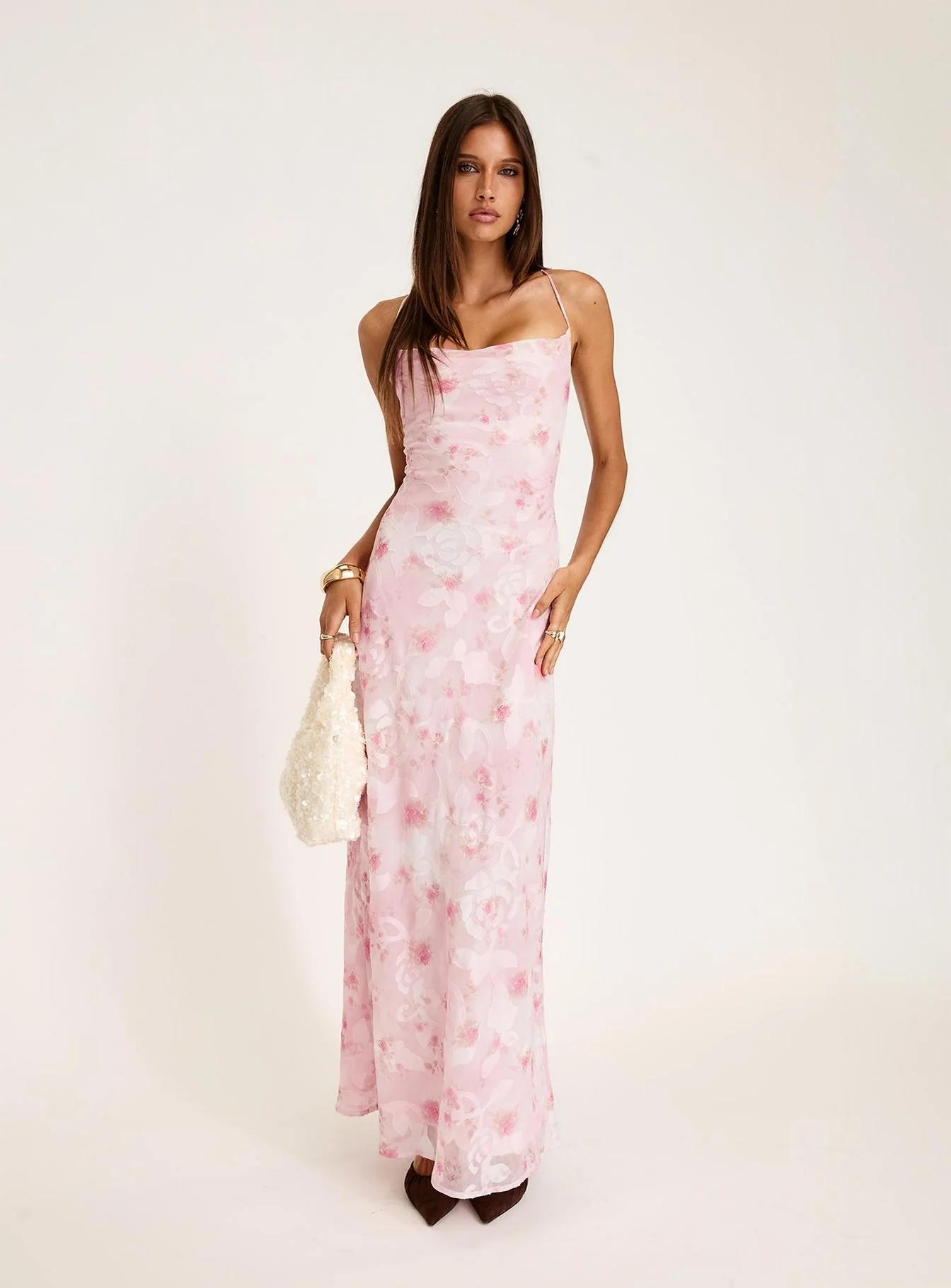 Celena Maxi Dress Pink Floral Burnout - Image 8