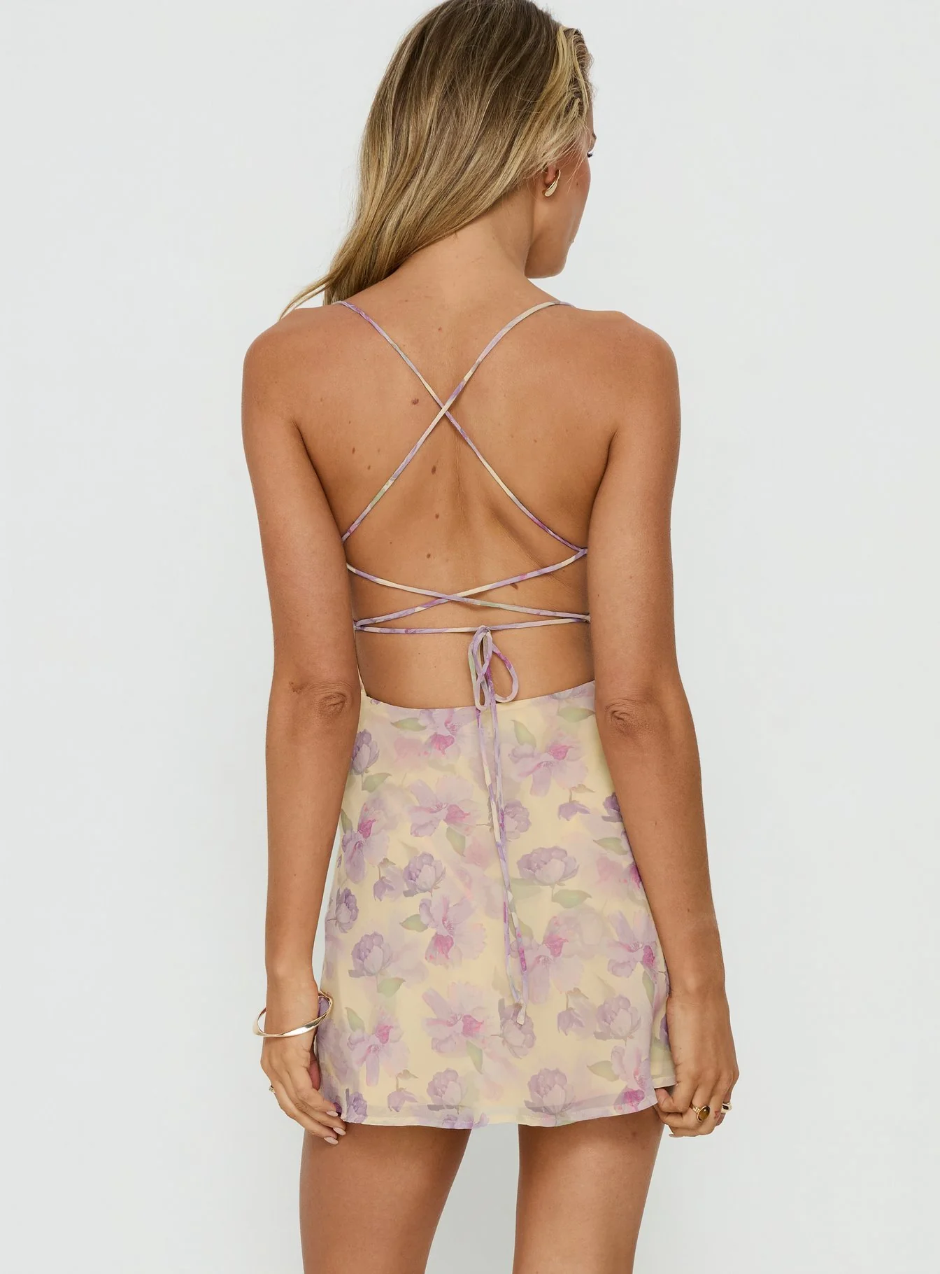 Celena Mini Dress Yellow / Lilac Floral - Image 5