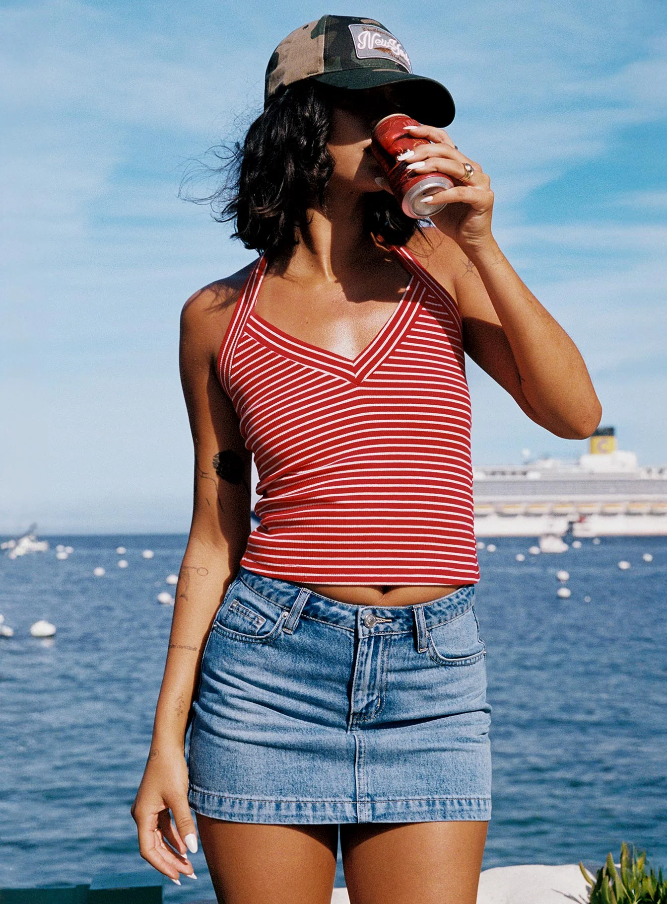 Chameleon Halter Top Red Stripe - Image 2