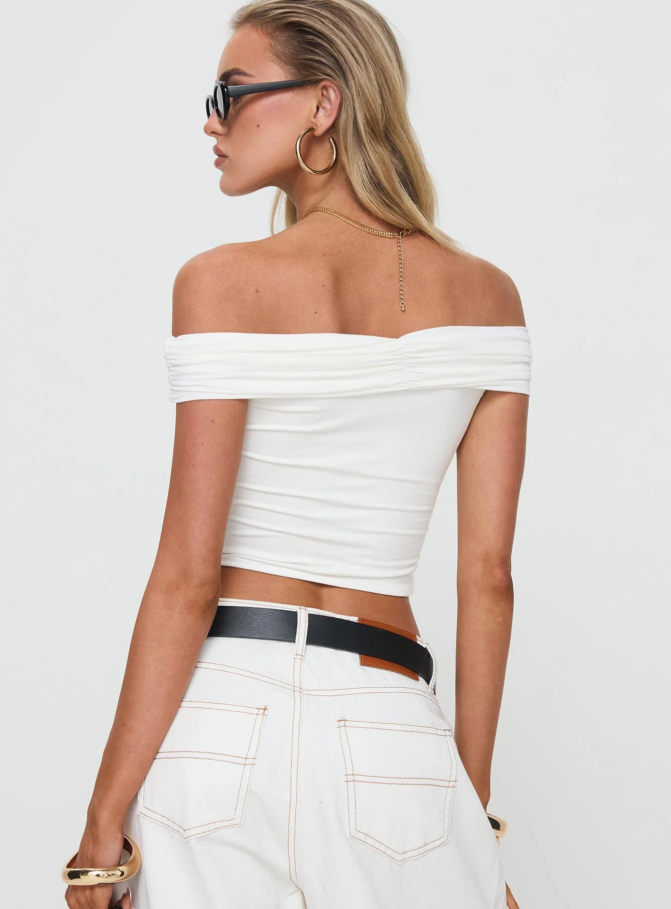 Channel Off The Shoulder Top White - Image 5