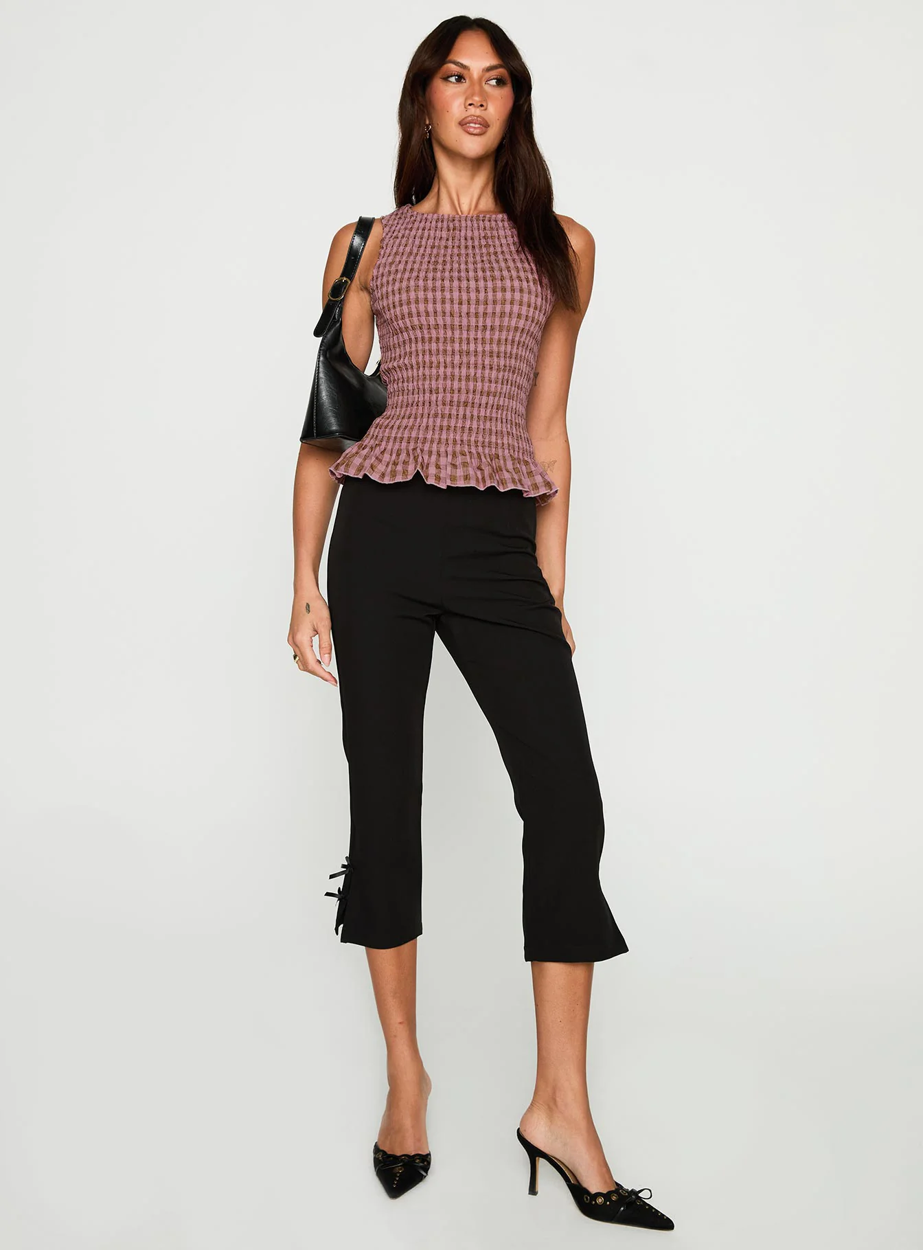 Chauntelle Ruched Top Pink Check - Image 3