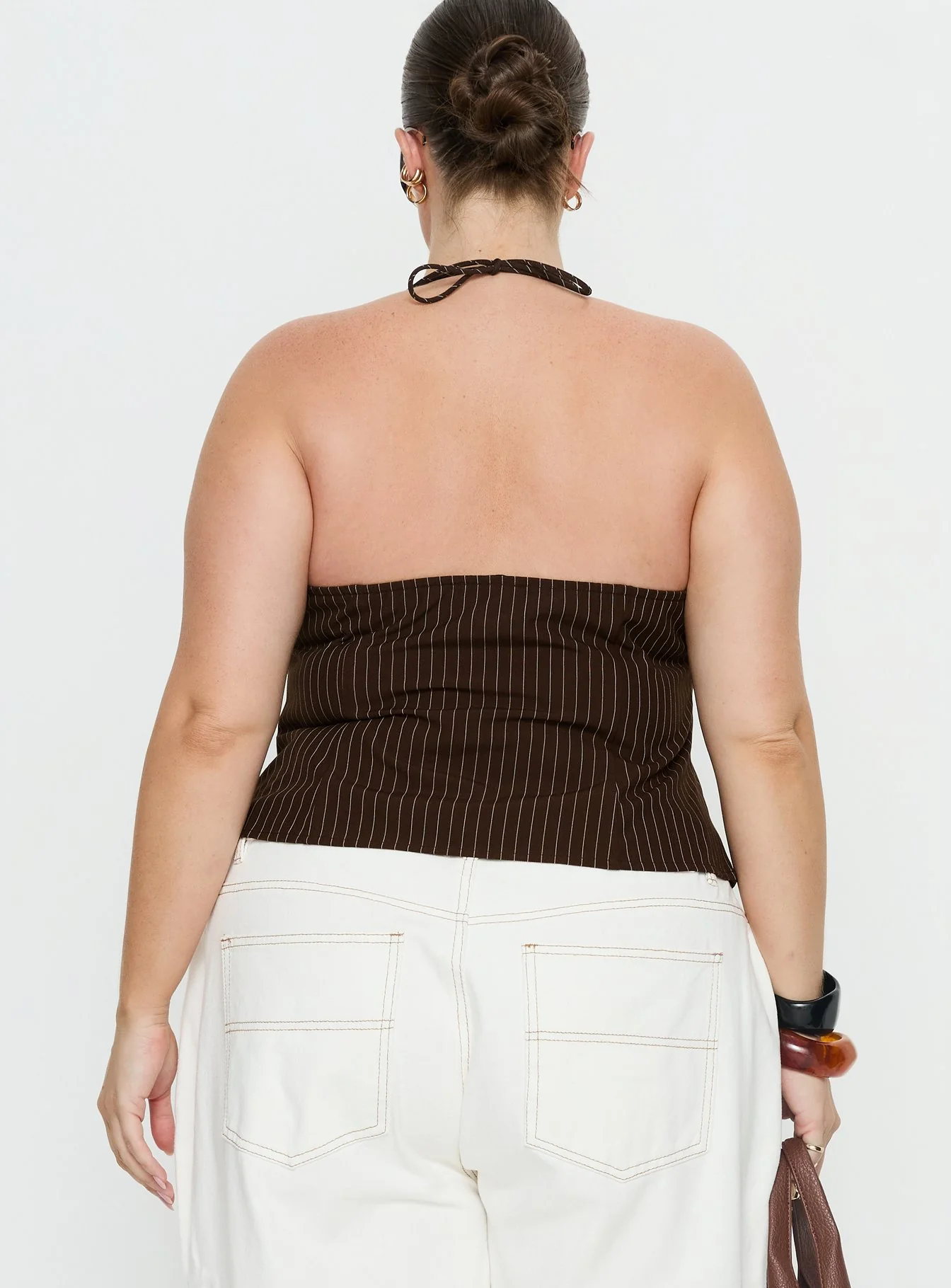 Cherise Bead Detail Top Brown Pinstripe Curve - Image 4