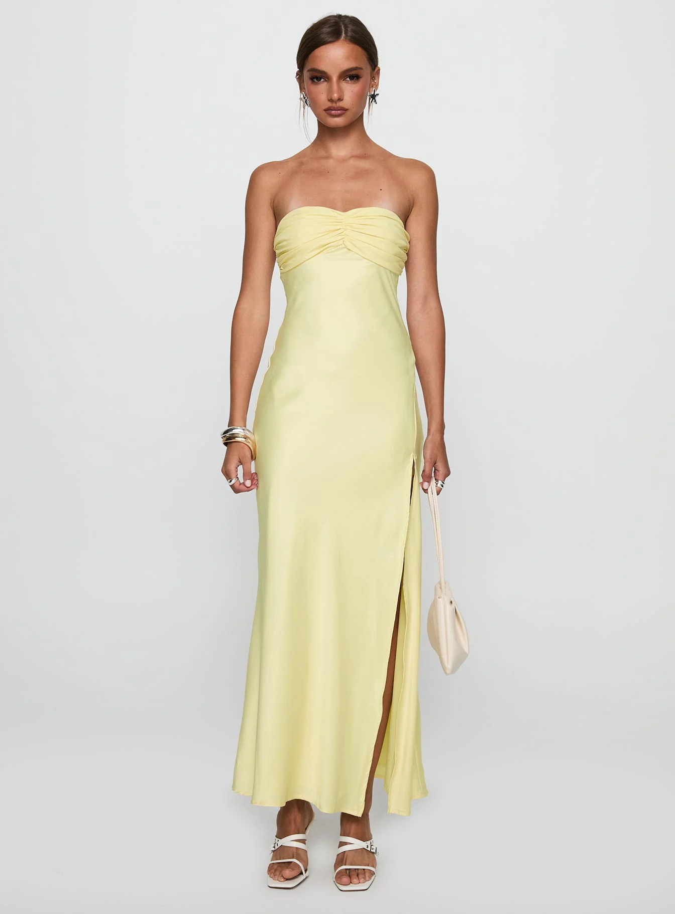 Chevalier Strapless Maxi Dress Lemon - Image 6