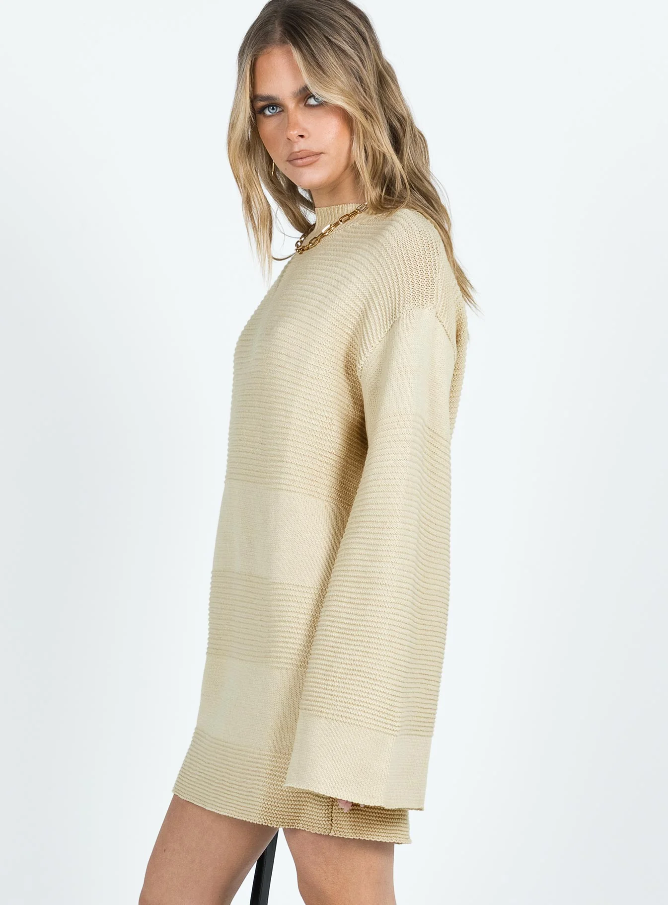 Cheyenne Knit Sweater Dress Beige - Image 4