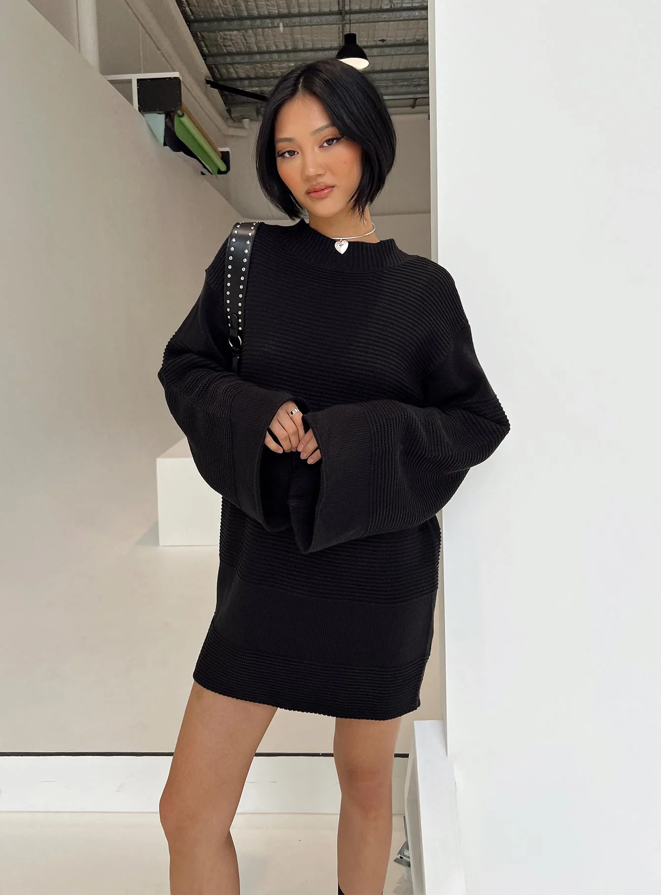 Cheyenne Knit Sweater Dress Black - Image 6