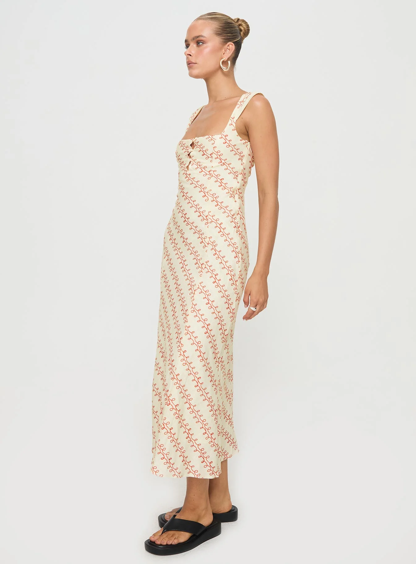 Chosen Girl Linen Blend Midi Dress Multi - Image 4