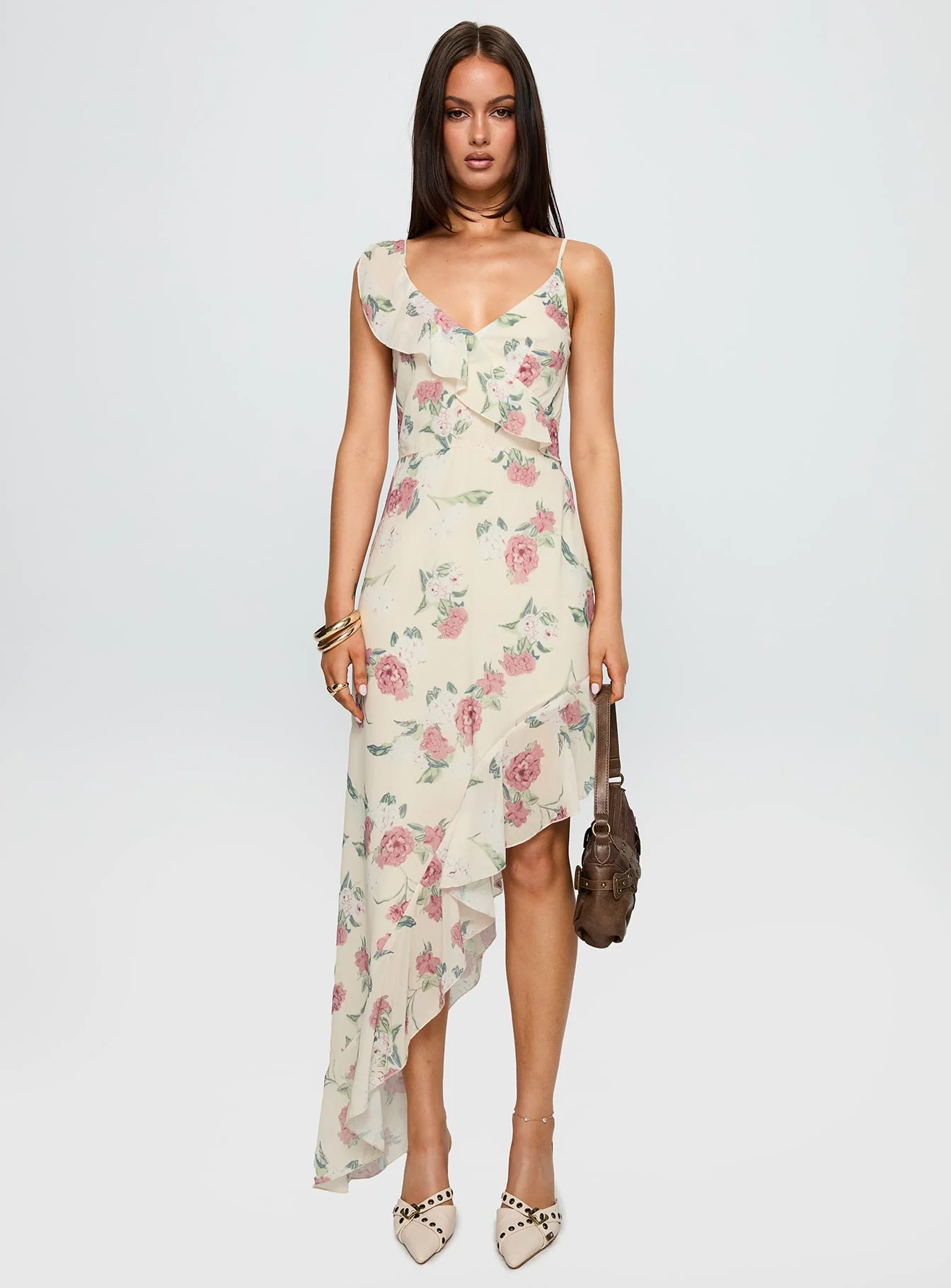 Chrysalis Asymmetrical Midi Dress Multi Floral - Image 6